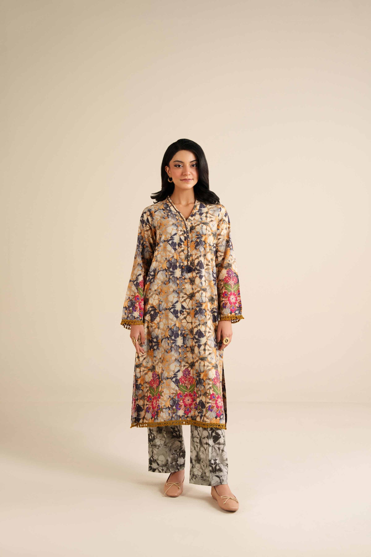 2 Piece - Printed Suit - PW25-283 Beige Wool 2PC Printed Nishat Australia