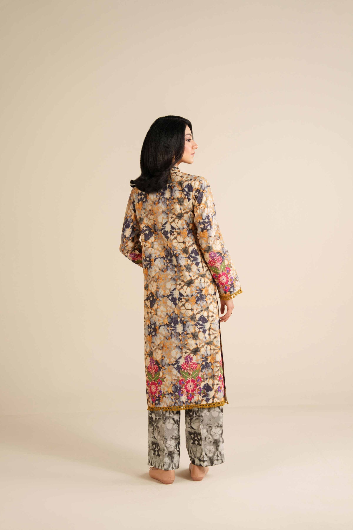 2 Piece - Printed Suit - PW25-283 Beige Wool 2PC Printed Nishat Australia