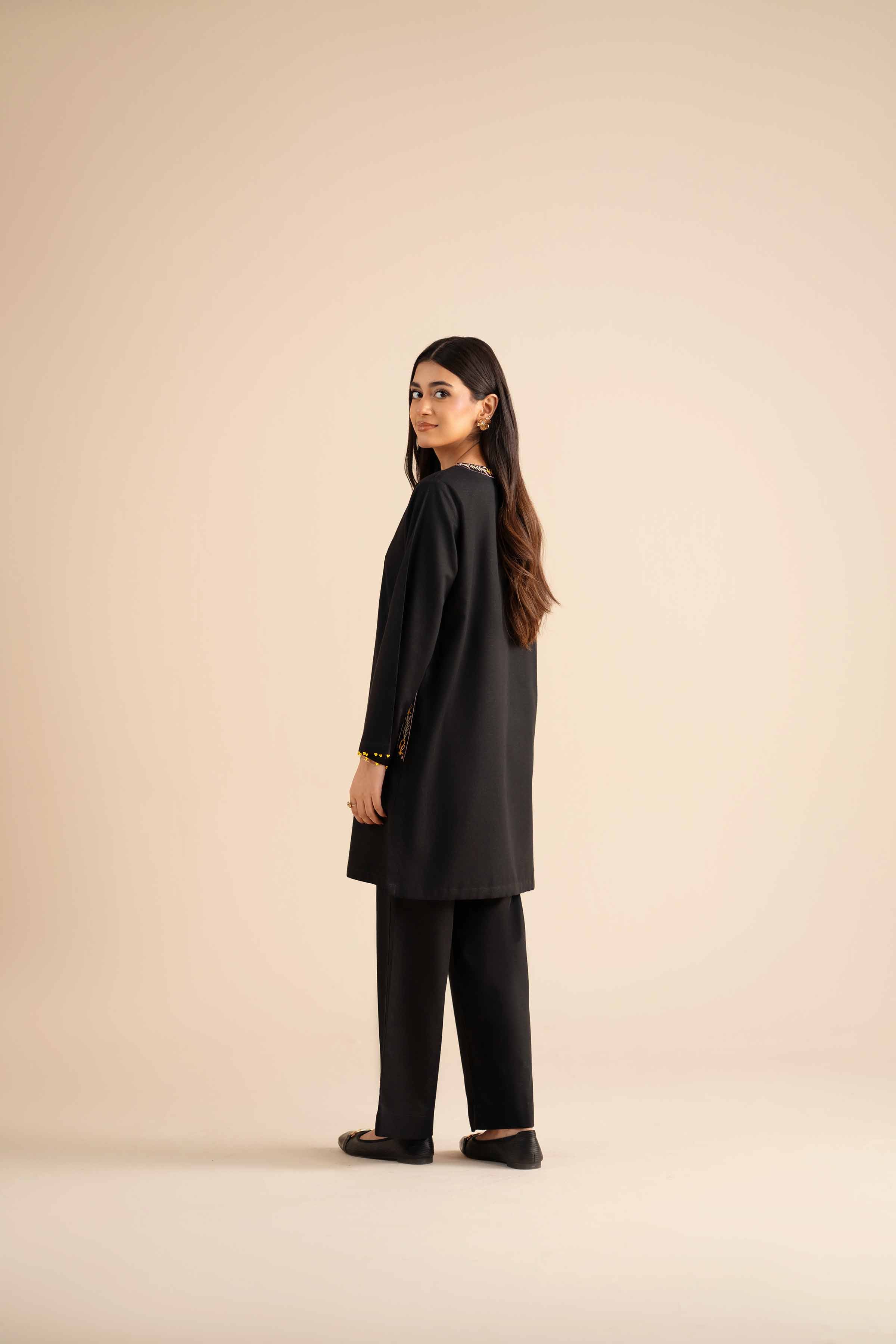 2 Piece - Embroidered Suit - PW25-284 READY TO WEAR Black Karandi 2PC Embroidered