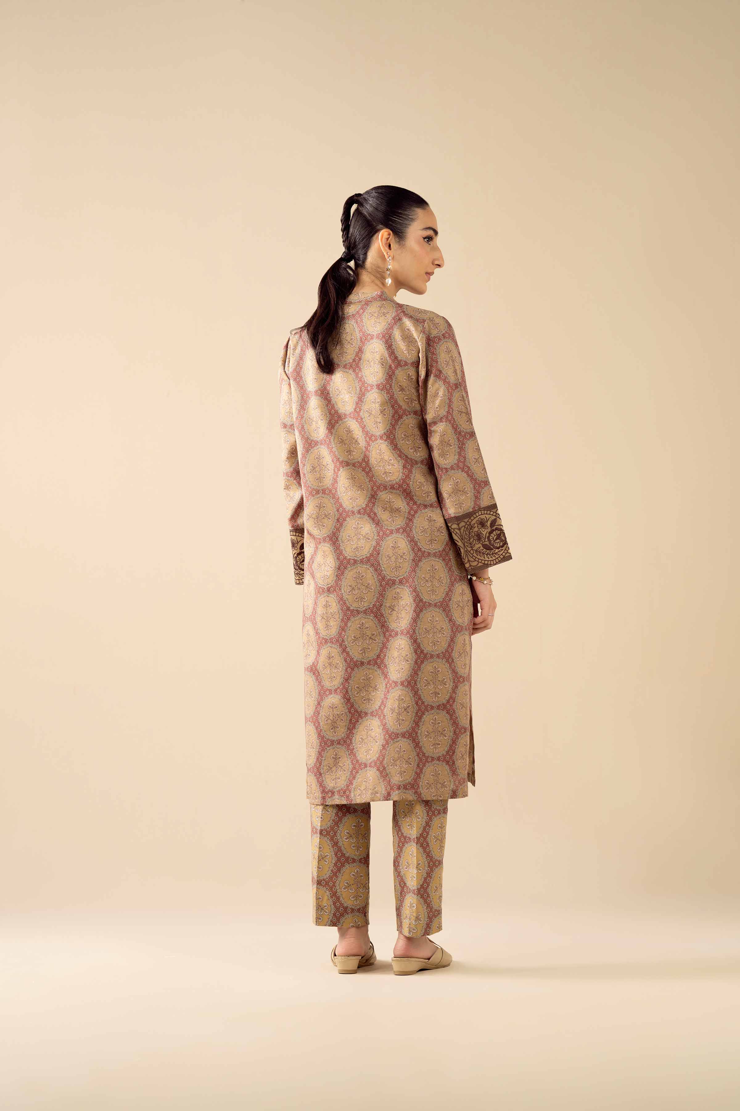 2 Piece - Printed Suit - PW25-289 READY TO WEAR Brown Karandi 2PC Embroidered