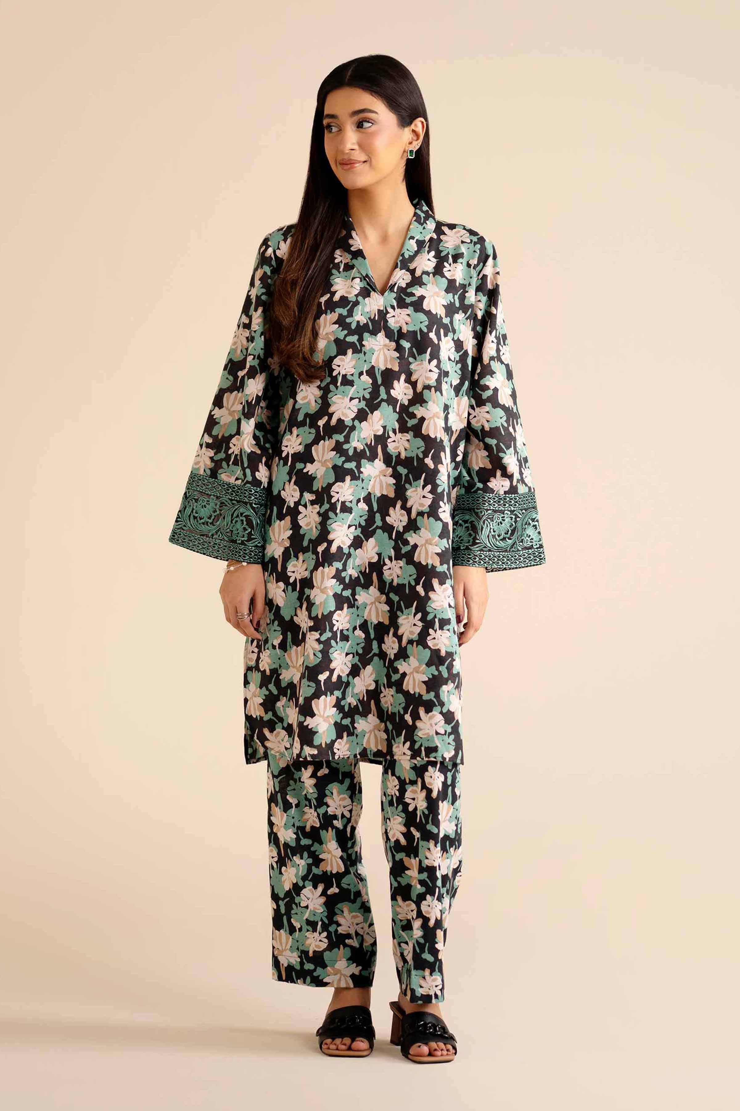 2 Piece - Printed Embroidered Suit - PW25-290 READY TO WEAR Multi Karandi 2PC Embroidered