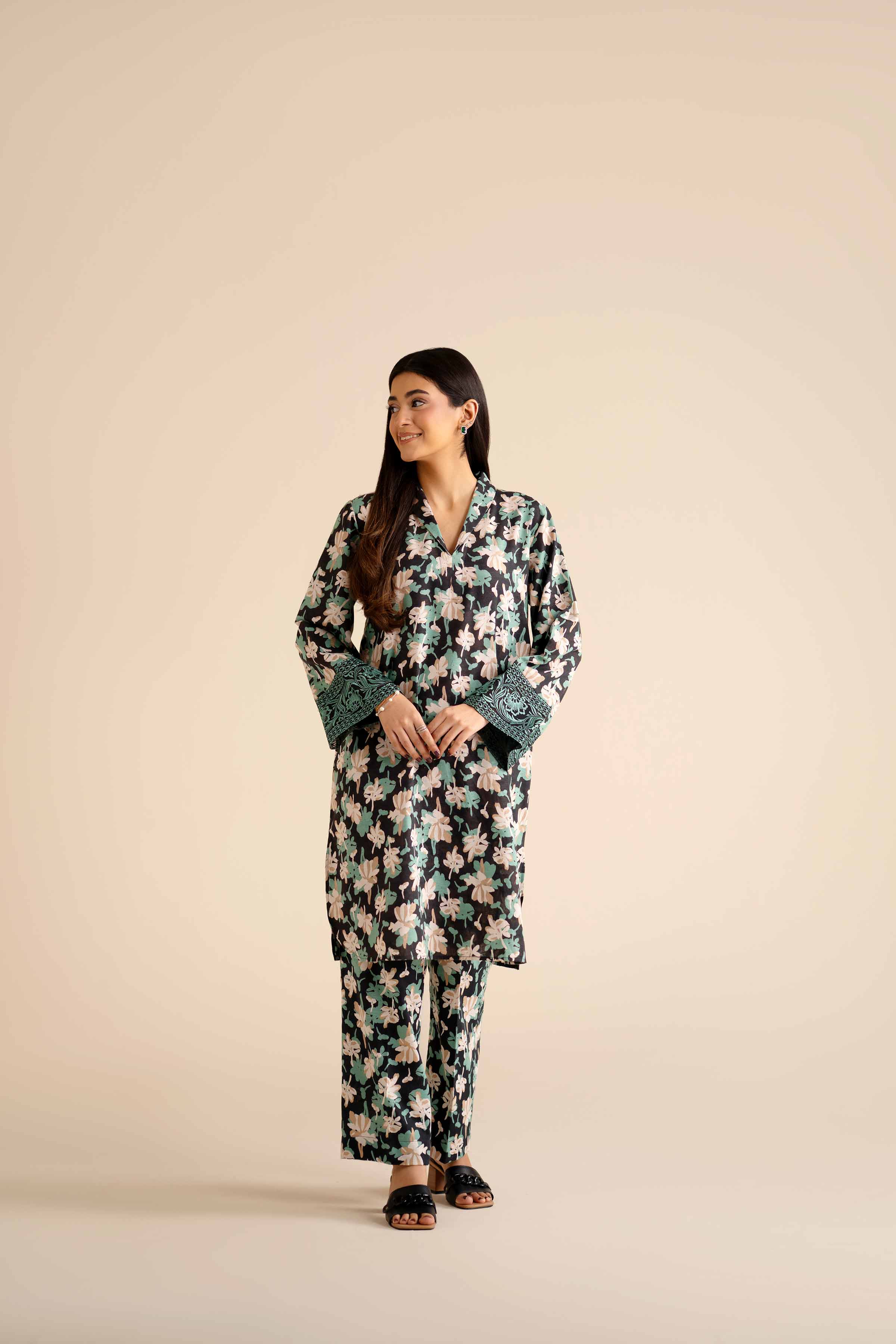 2 Piece - Printed Embroidered Suit - PW25-290 READY TO WEAR Multi Karandi 2PC Embroidered