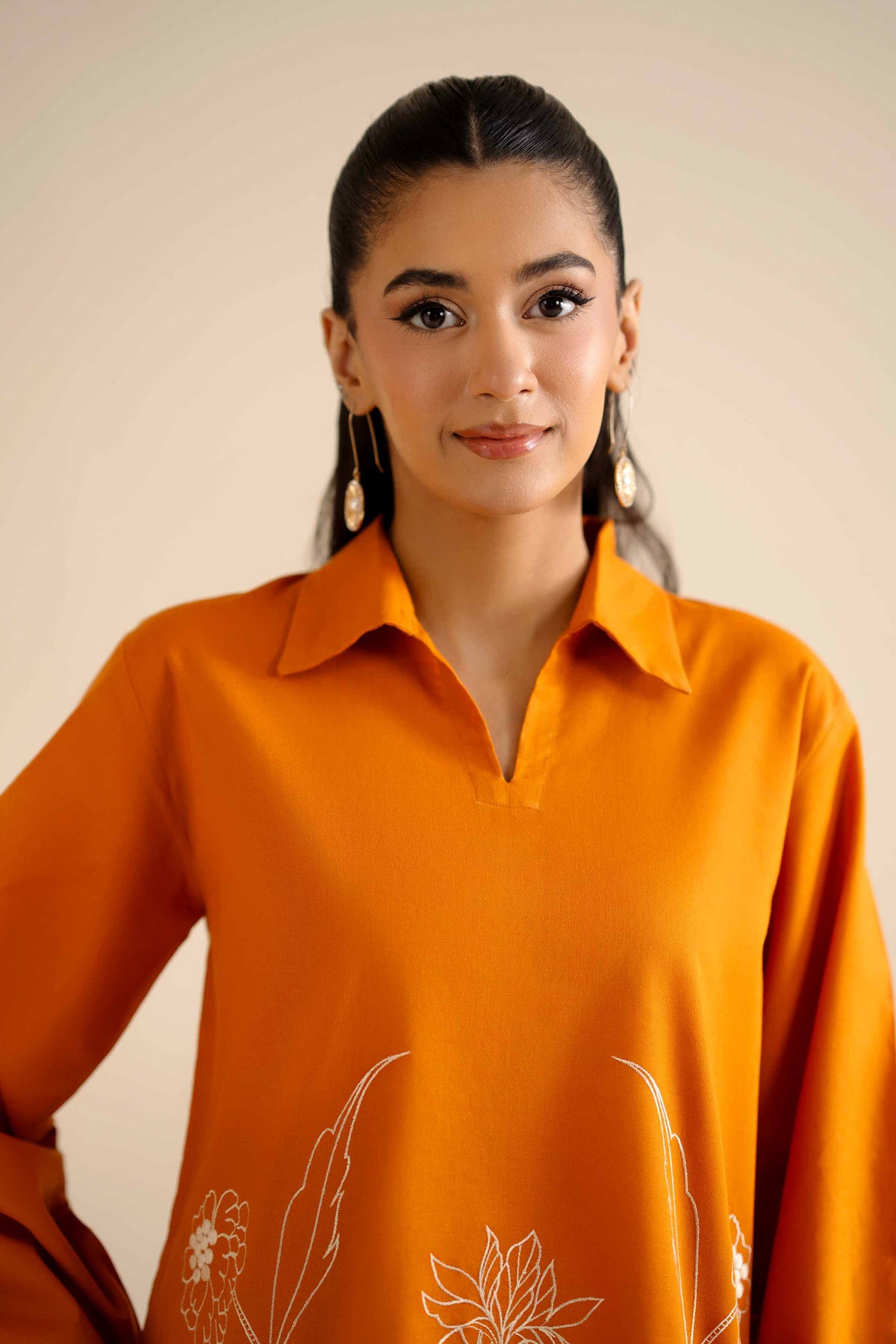 2 Piece - Embroidered Suit - PW25-296 Orange Cotton 2PC Embroidered Nishat Australia