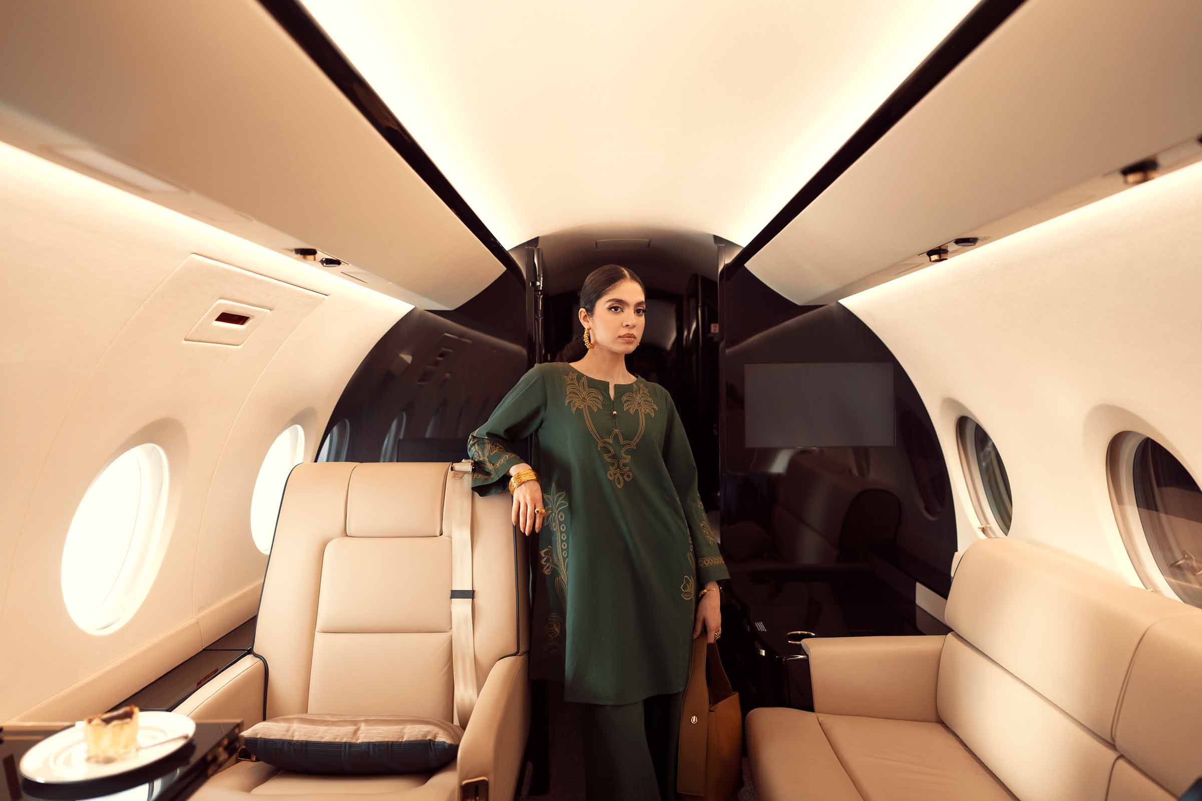 2 Piece - Embroidered Suit - PW25-298 READY TO WEAR Green Cotton 2 Pieces Embroidered