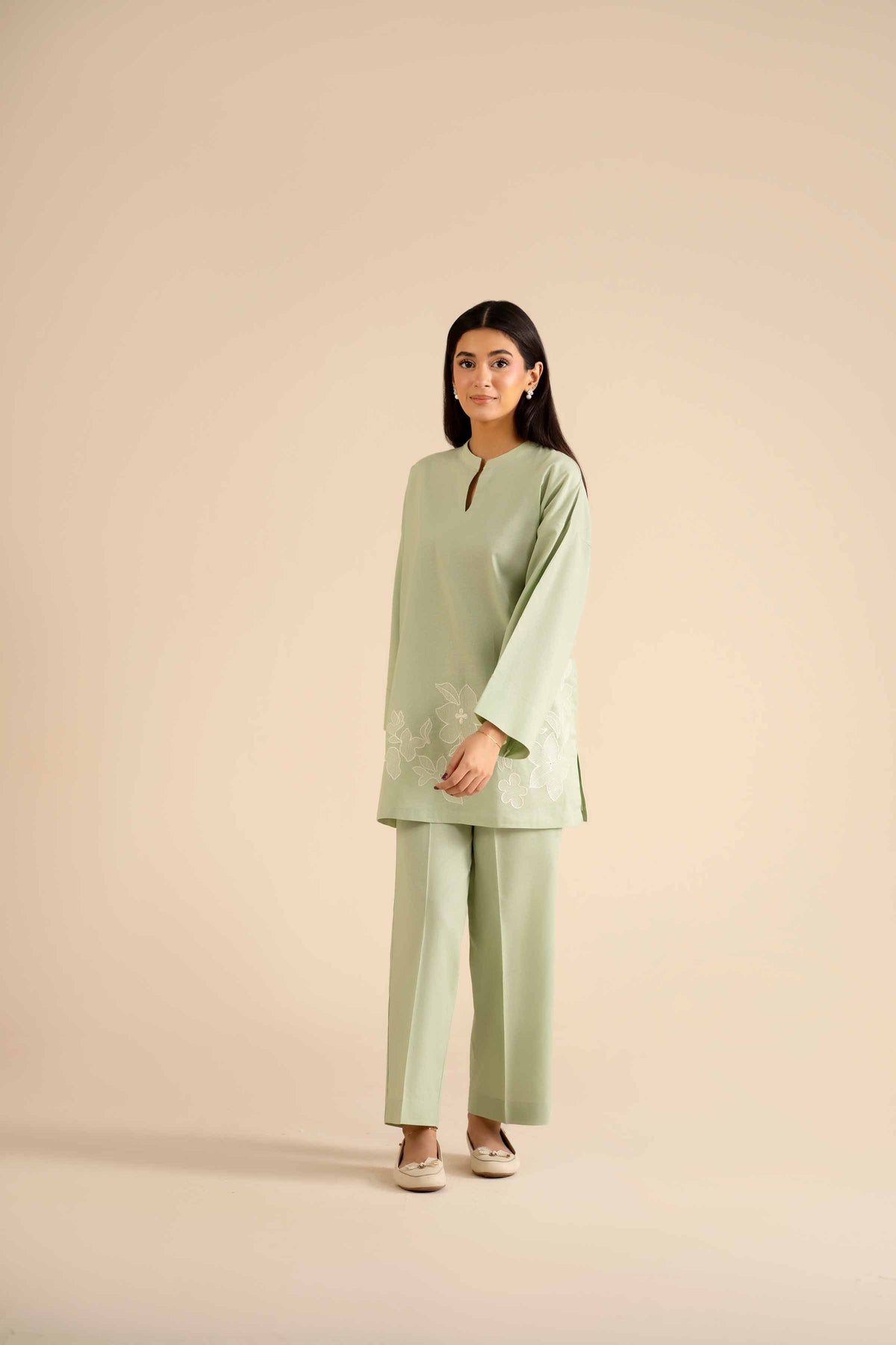 2 Piece - Embroidered Suit - PW25-300 Green Cotton 2PC Embroidered Nishat Australia