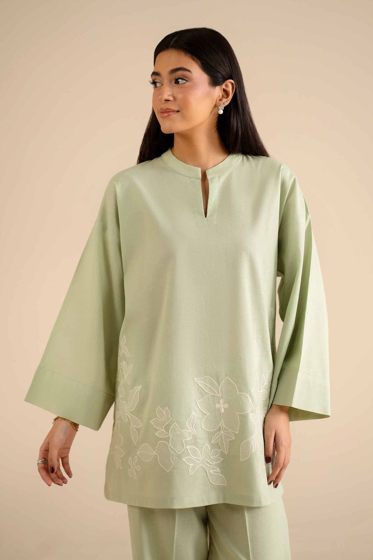 2 Piece - Embroidered Suit - PW25-300 Green Cotton 2PC Embroidered Nishat Australia