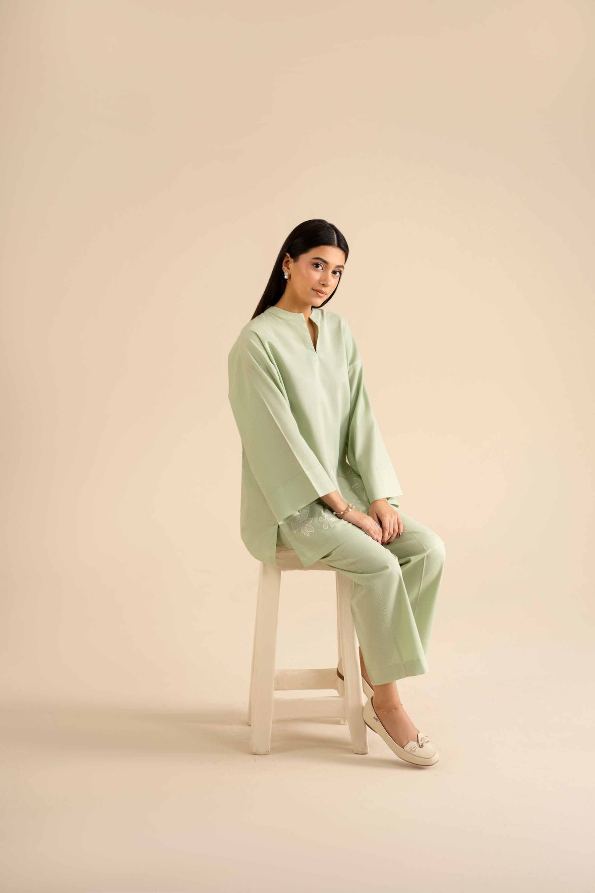 2 Piece - Embroidered Suit - PW25-300 Green Cotton 2PC Embroidered Nishat Australia