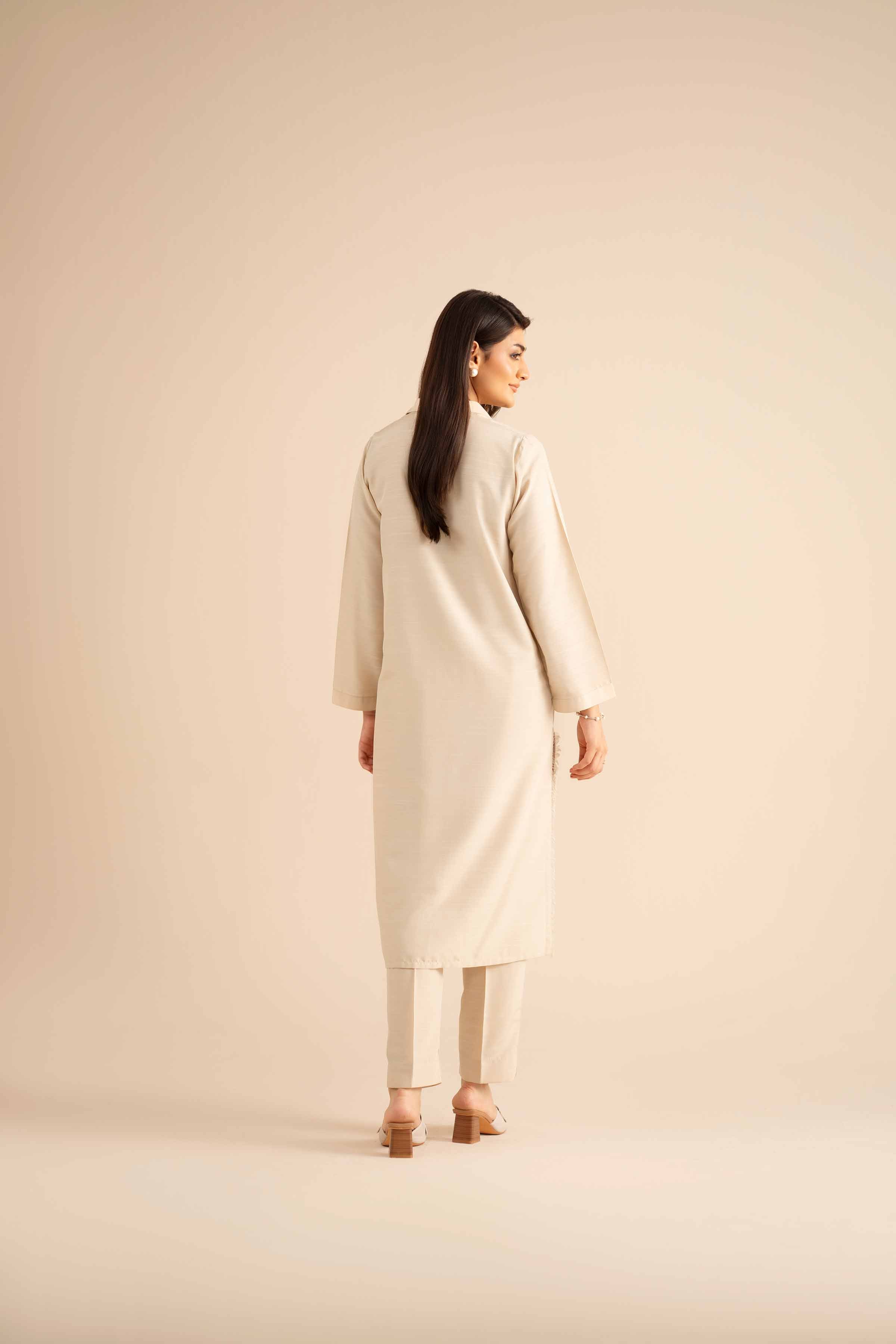 2 Piece - Basic Suit - PW25-313 READY TO WEAR White Silk 2PC Solids