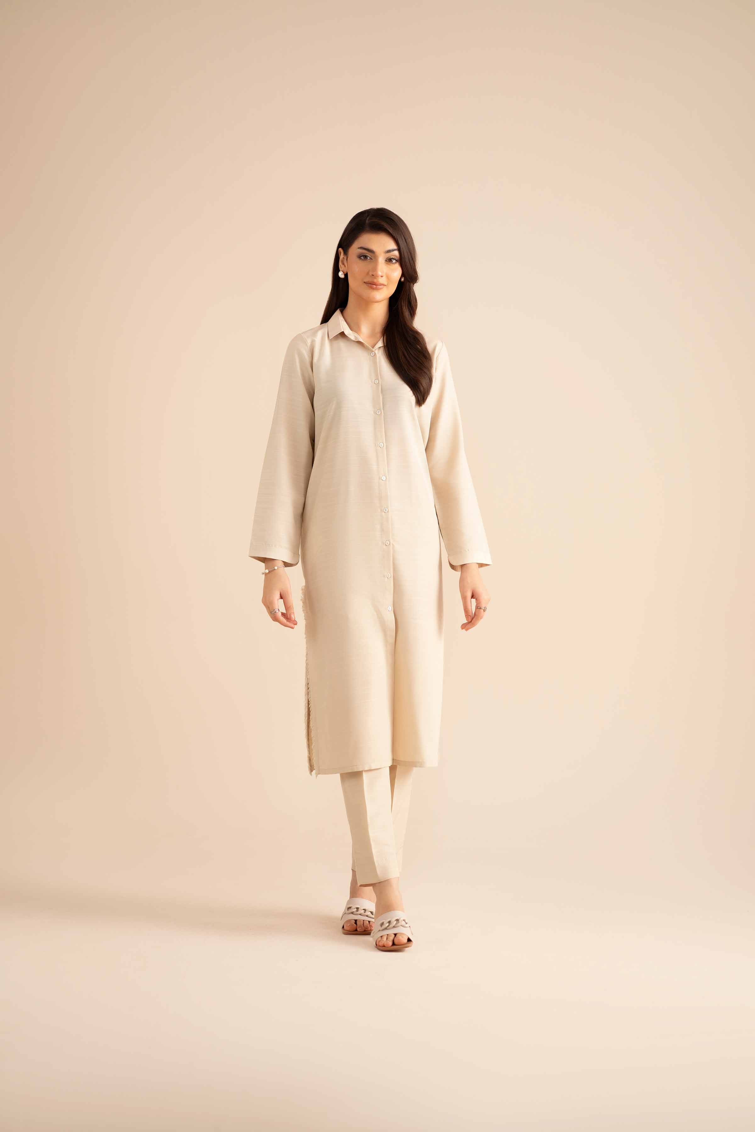 2 Piece - Basic Suit - PW25-313 READY TO WEAR White Silk 2PC Solids