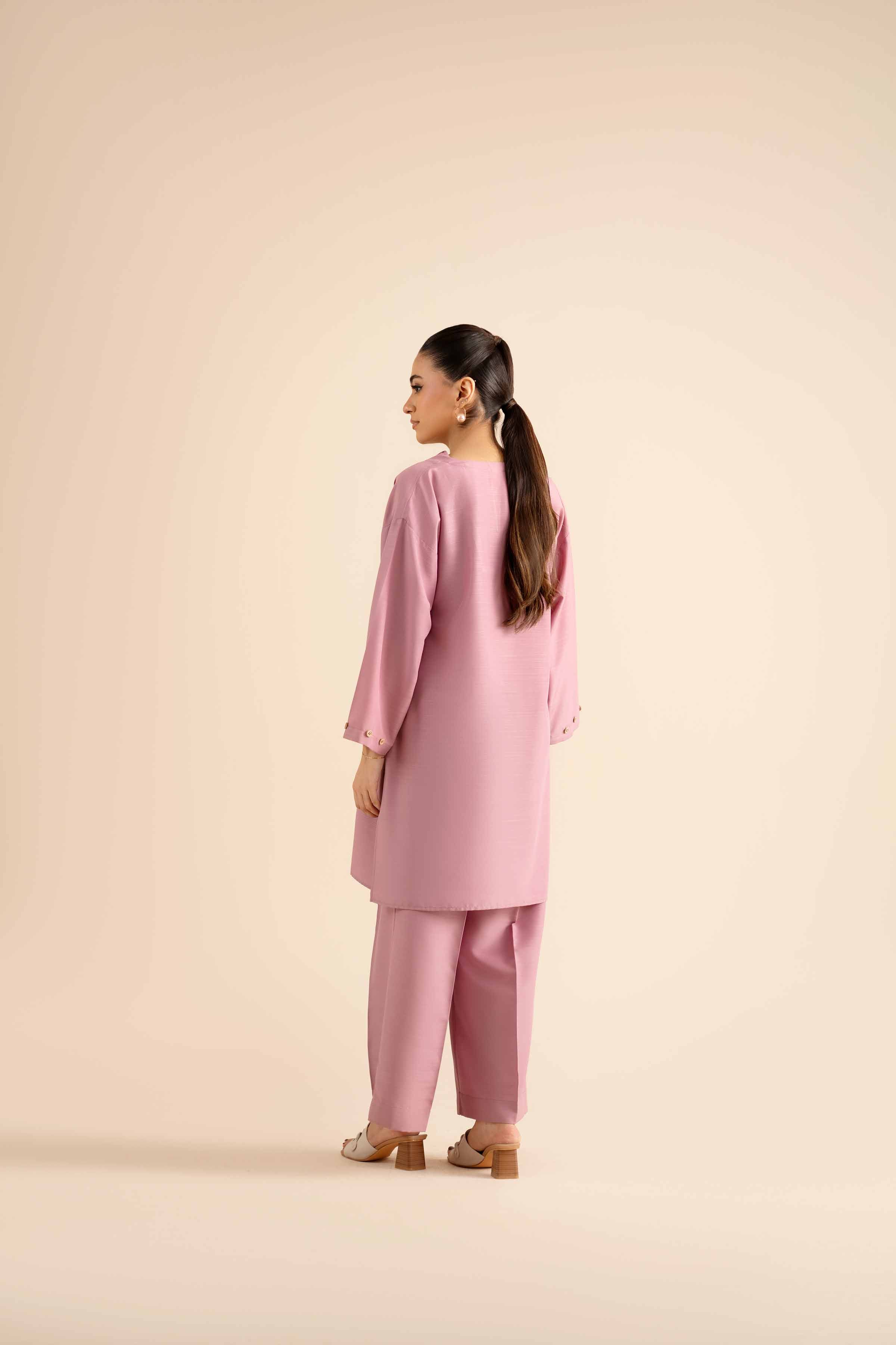 2 Piece - Basic Suit - PW25-314 READY TO WEAR Pink Silk 2PC Solids