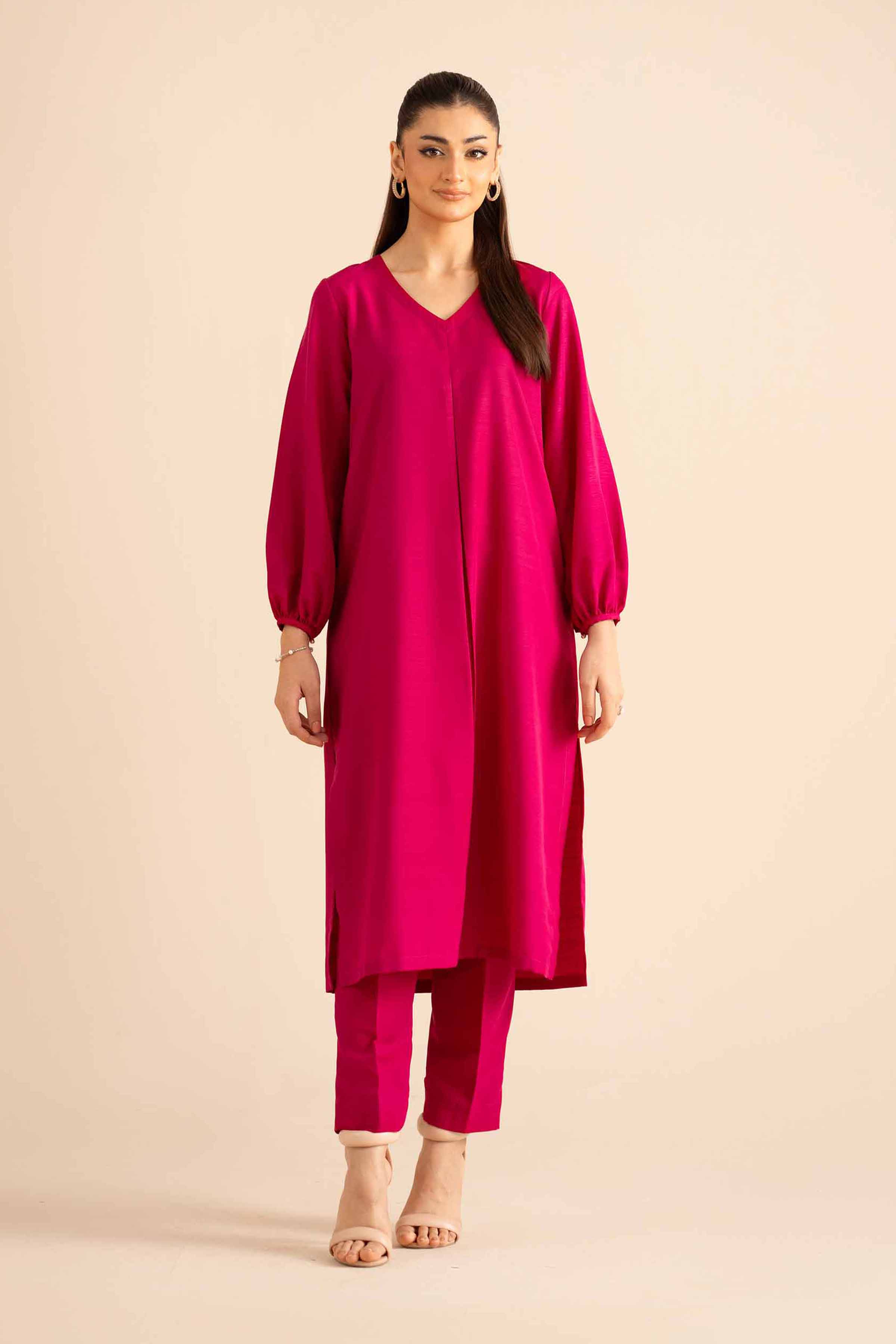 2 Piece - Basic Suit - PW25-315 READY TO WEAR Pink Silk 2PC Solids