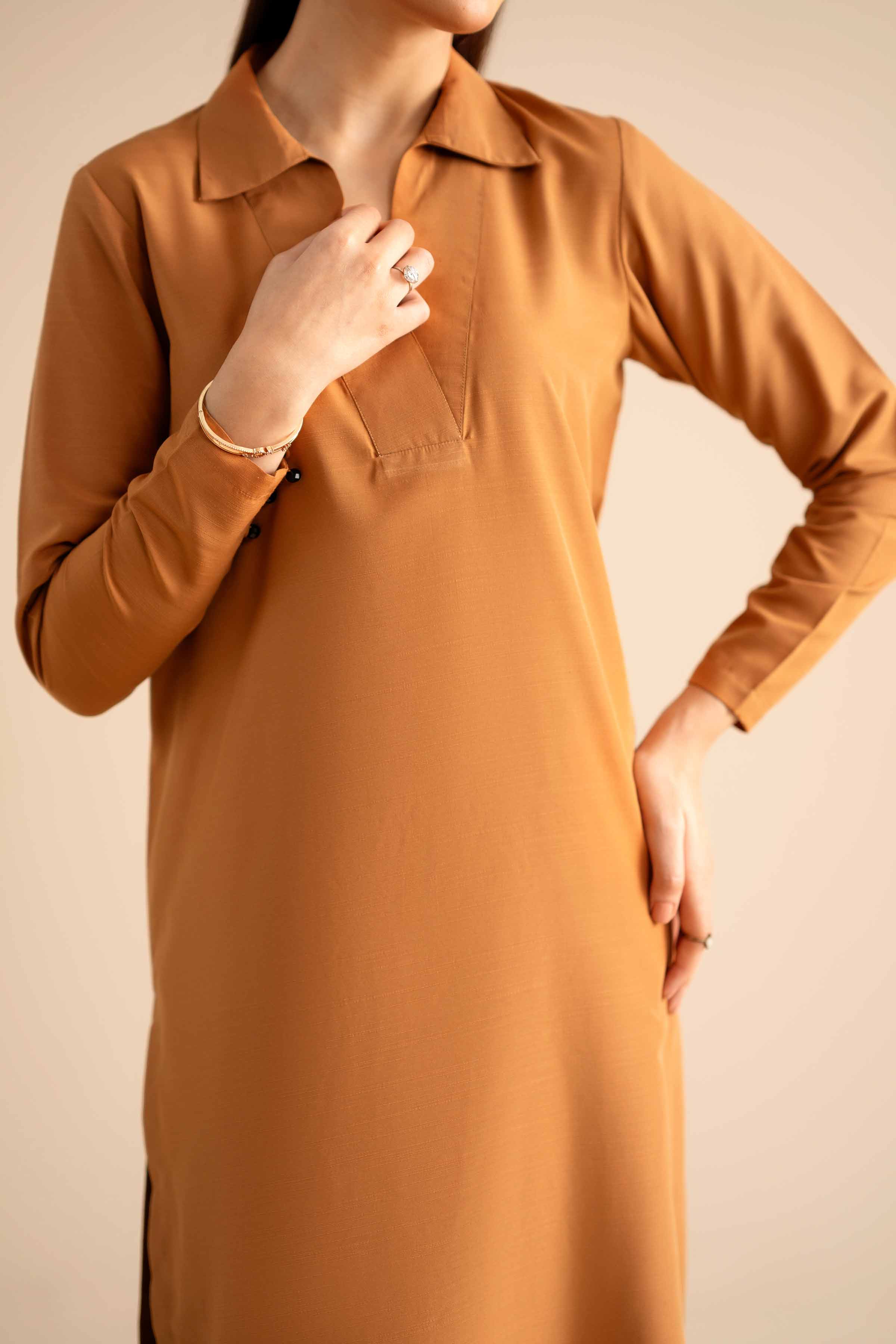 2 Piece - Basic Suit - PW25-316 READY TO WEAR Brown Silk 2PC Solids