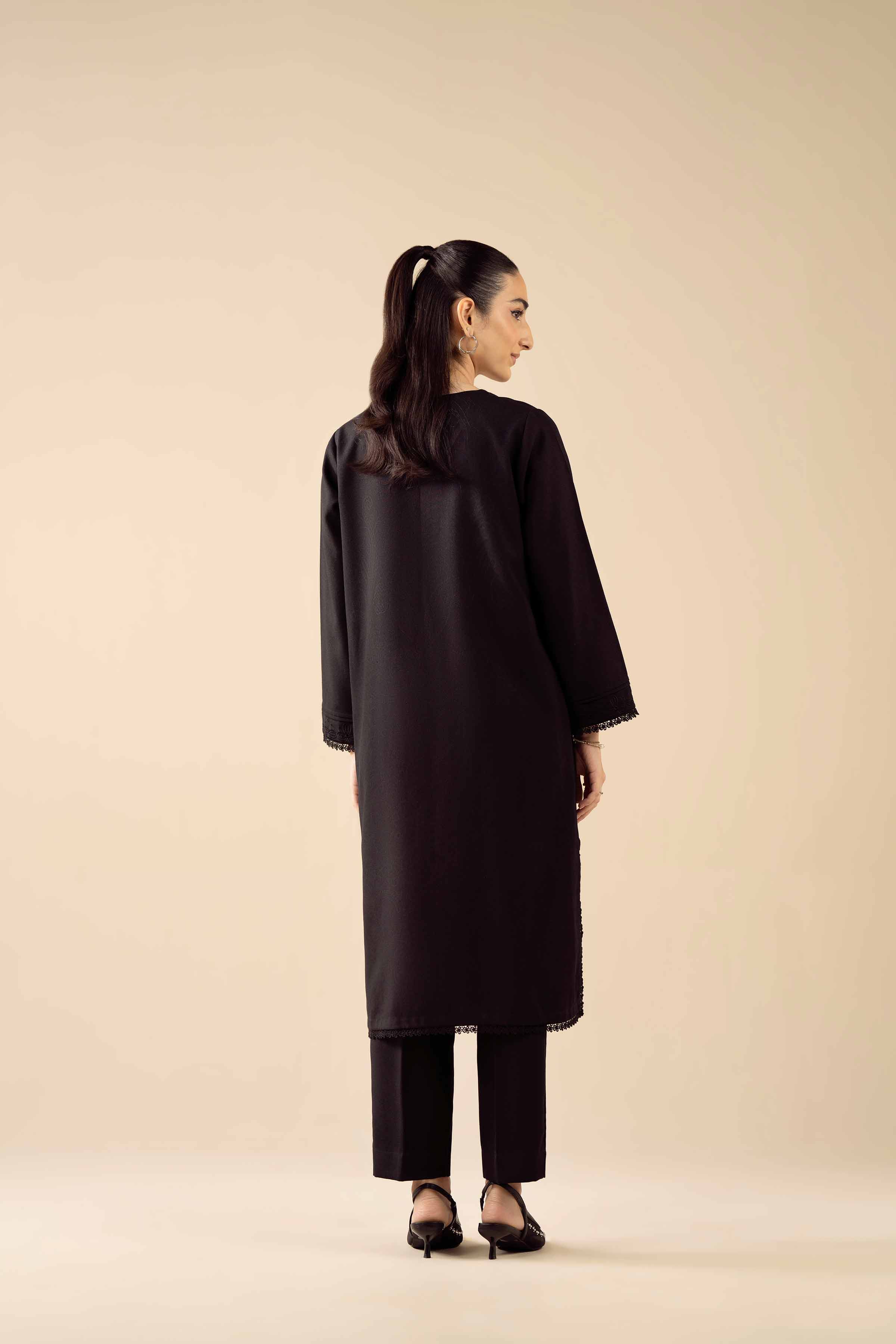 2 Piece - Embroidered Suit - PW25-323 READY TO WEAR Black Poshak 2PC Embroidered