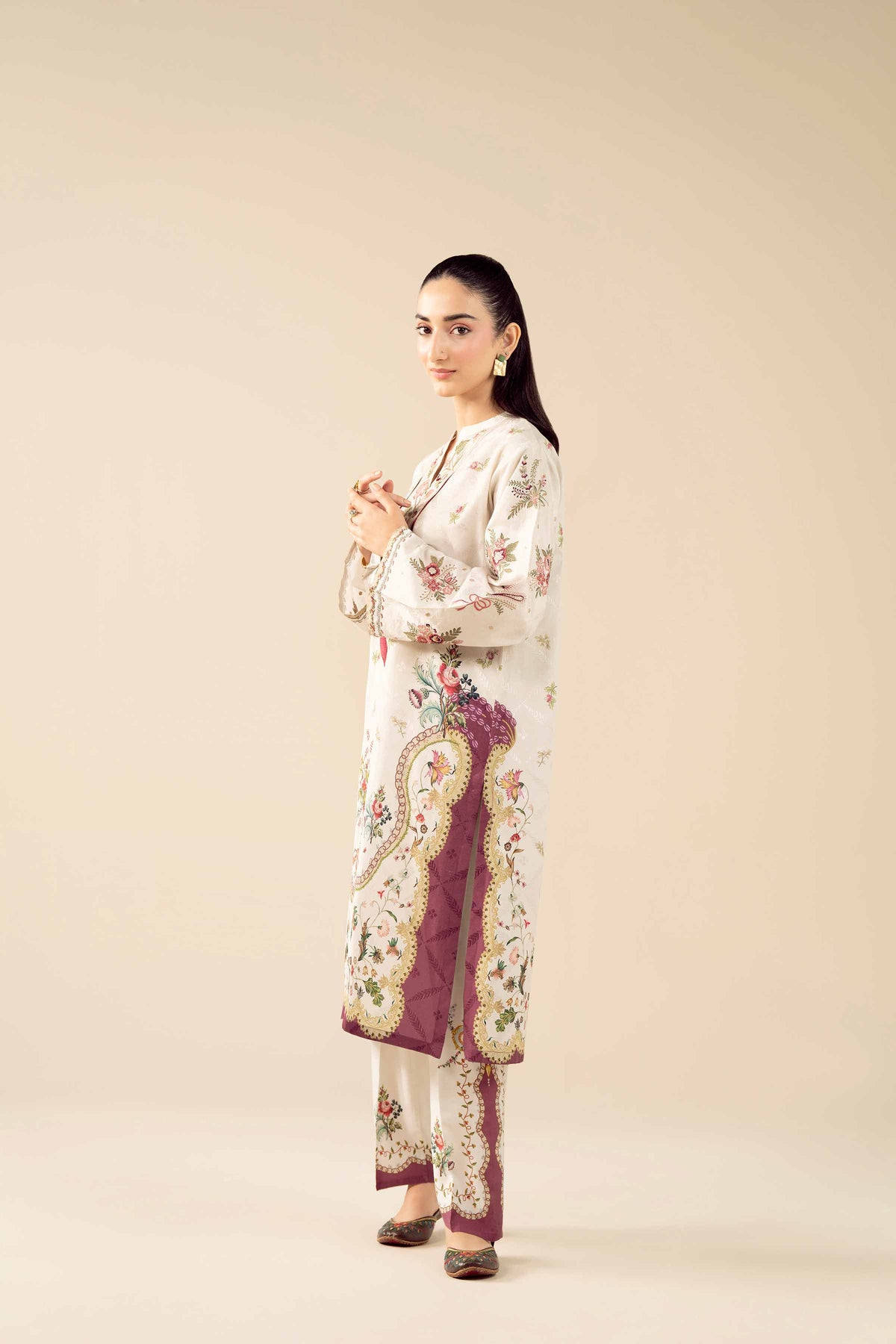 2 Piece - Printed Embroidered Suit - PW25-329 White Jacquard 2PC Embroidered Nishat Australia
