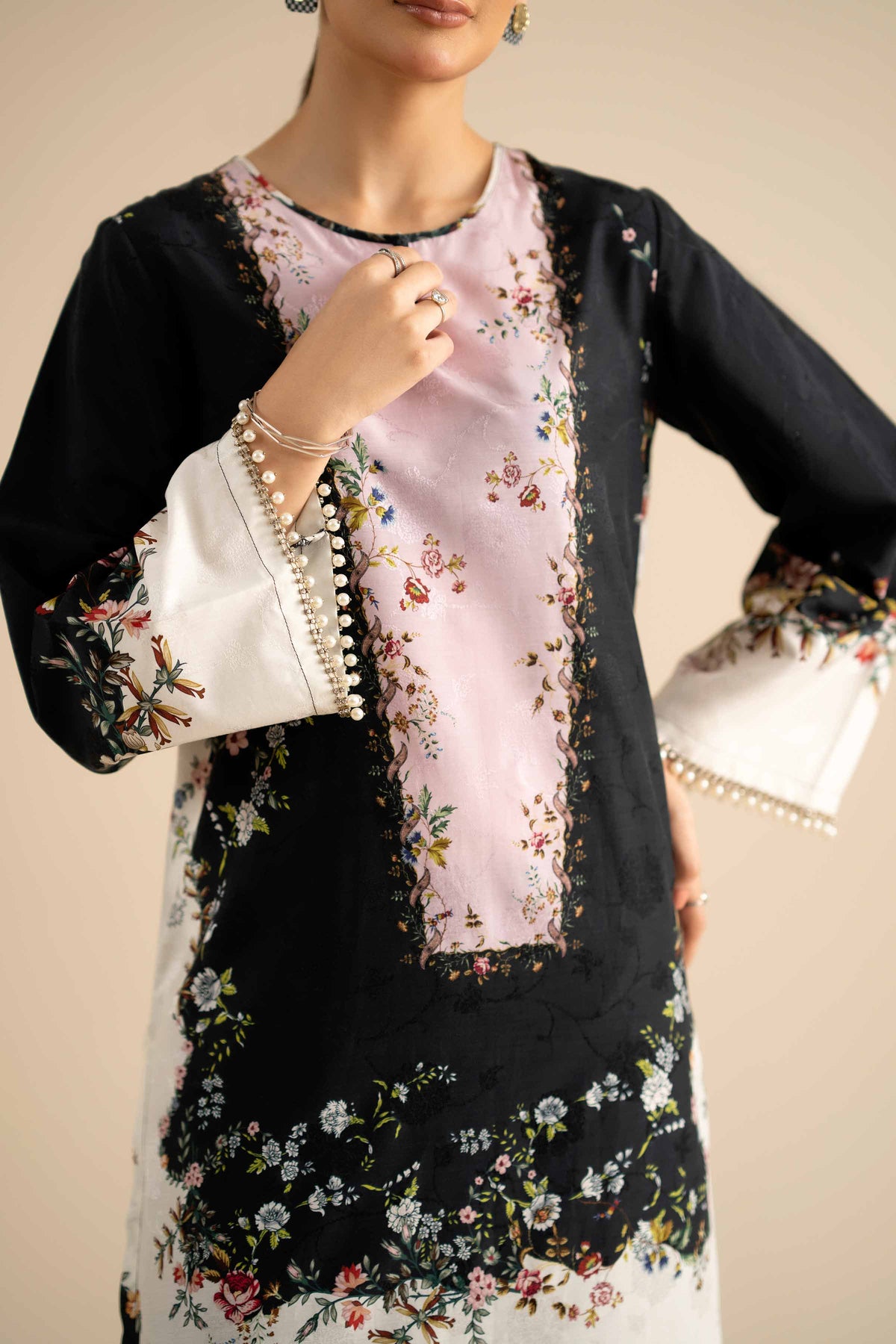 2 Piece - Printed Suit - PW25-332 Black Jacquard 2PC Printed Nishat Australia