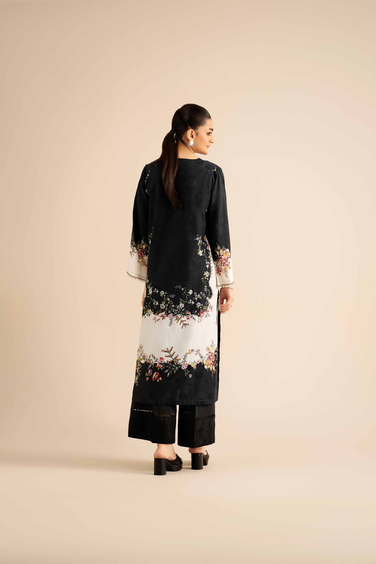 2 Piece - Printed Suit - PW25-332 Black Jacquard 2PC Printed Nishat Australia