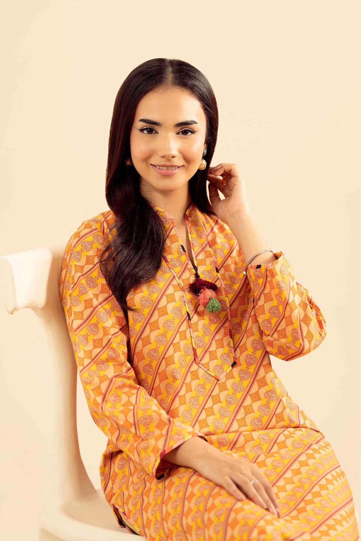 2 Piece - Printed Embroidered Suit - PW25-34 Orange Cambric 2PC Embroidered Nishat Australia