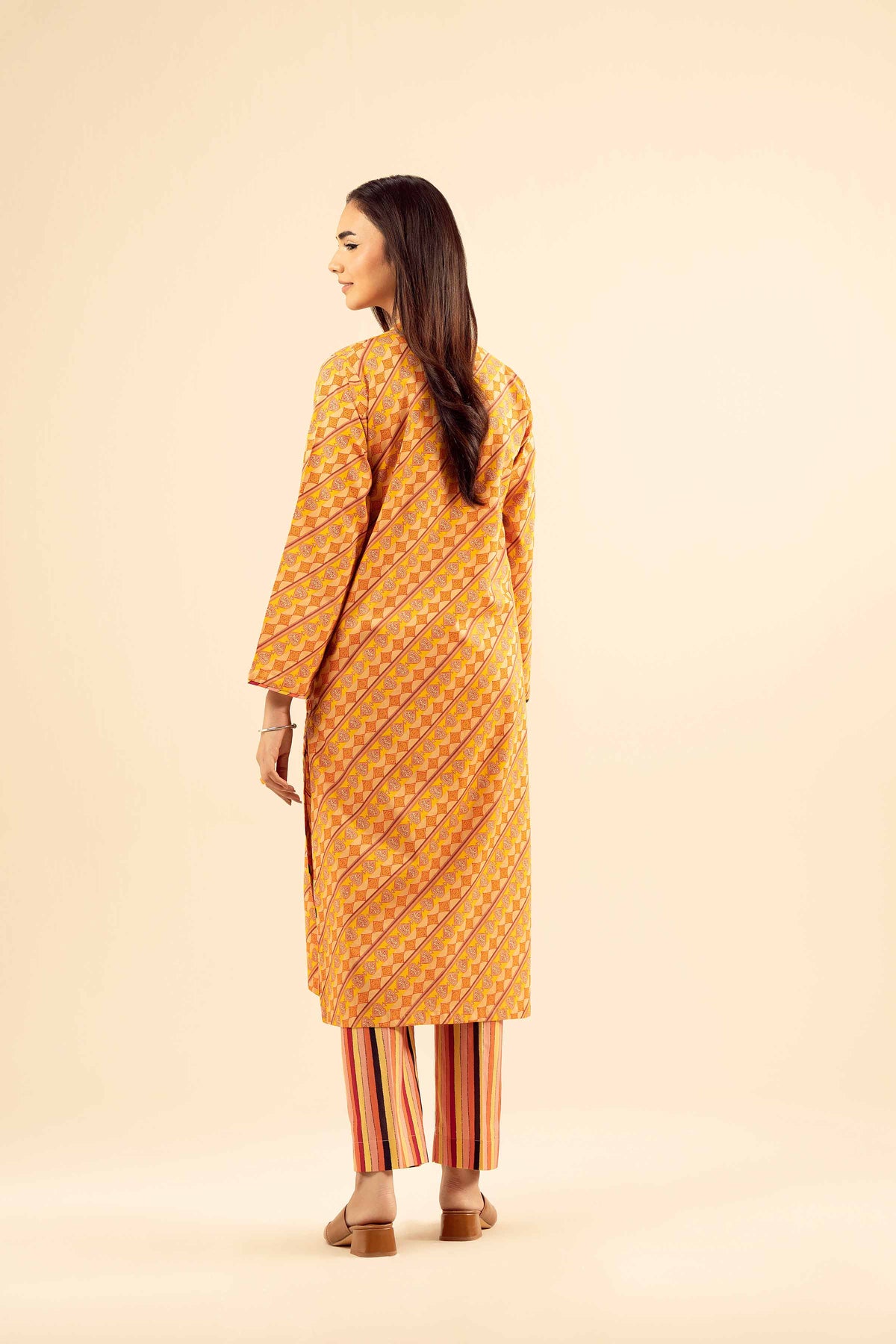 2 Piece - Printed Embroidered Suit - PW25-34 Orange Cambric 2PC Embroidered Nishat Australia