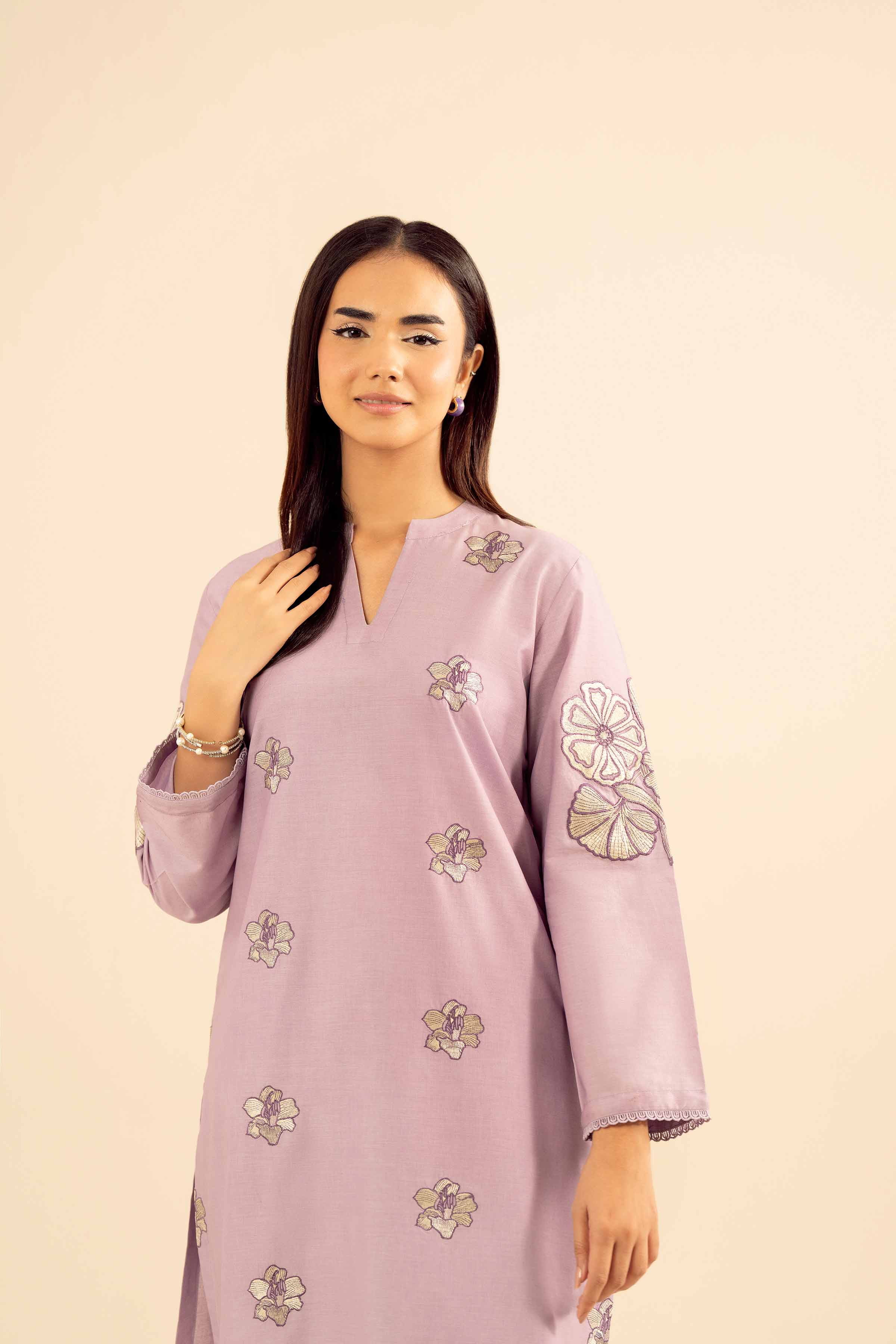 2 Piece - Embroidered Suit - PW25-36 READY TO WEAR Purple Wool 2 Pieces Embroidered