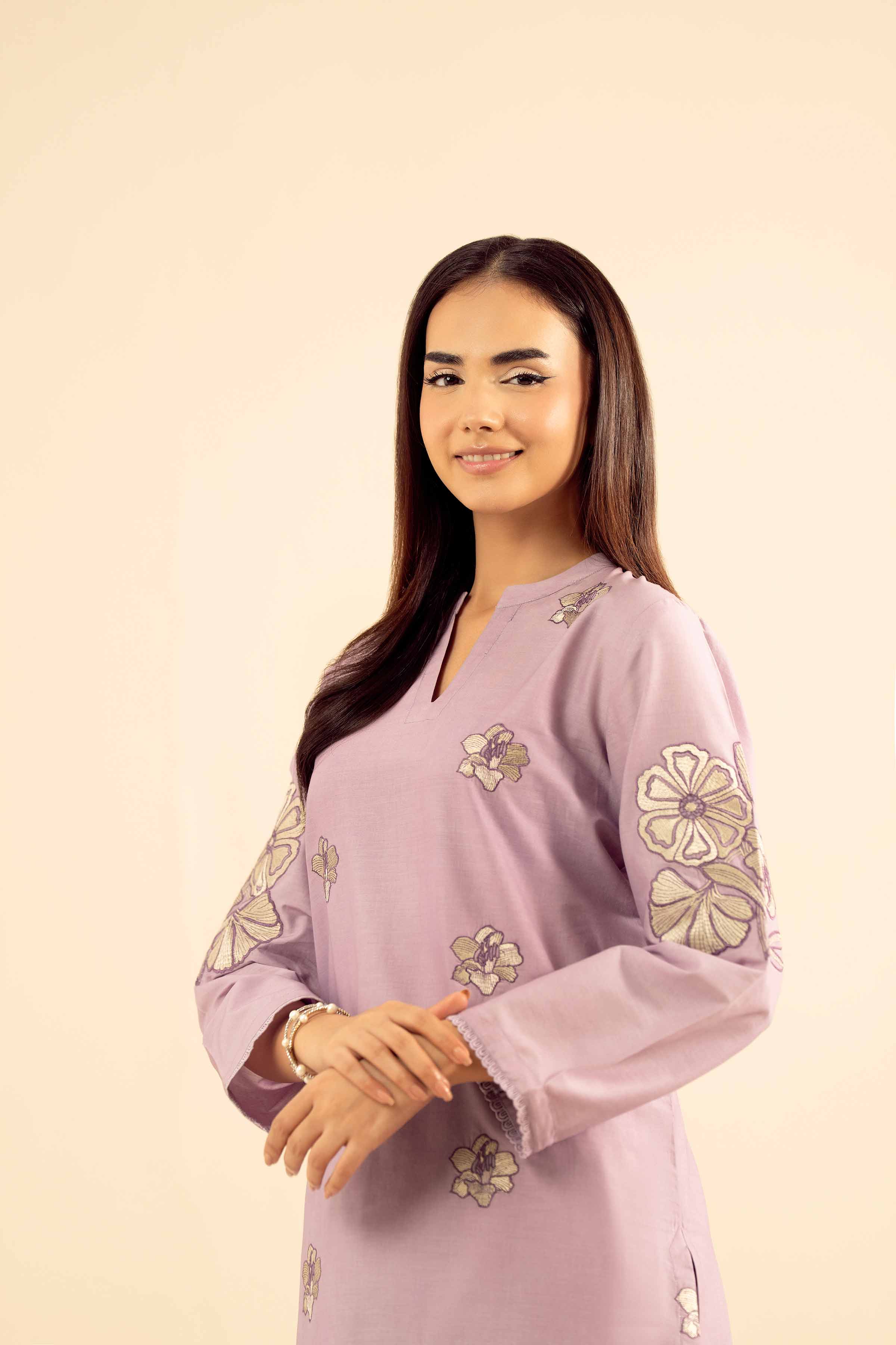 2 Piece - Embroidered Suit - PW25-36 READY TO WEAR Purple Wool 2 Pieces Embroidered