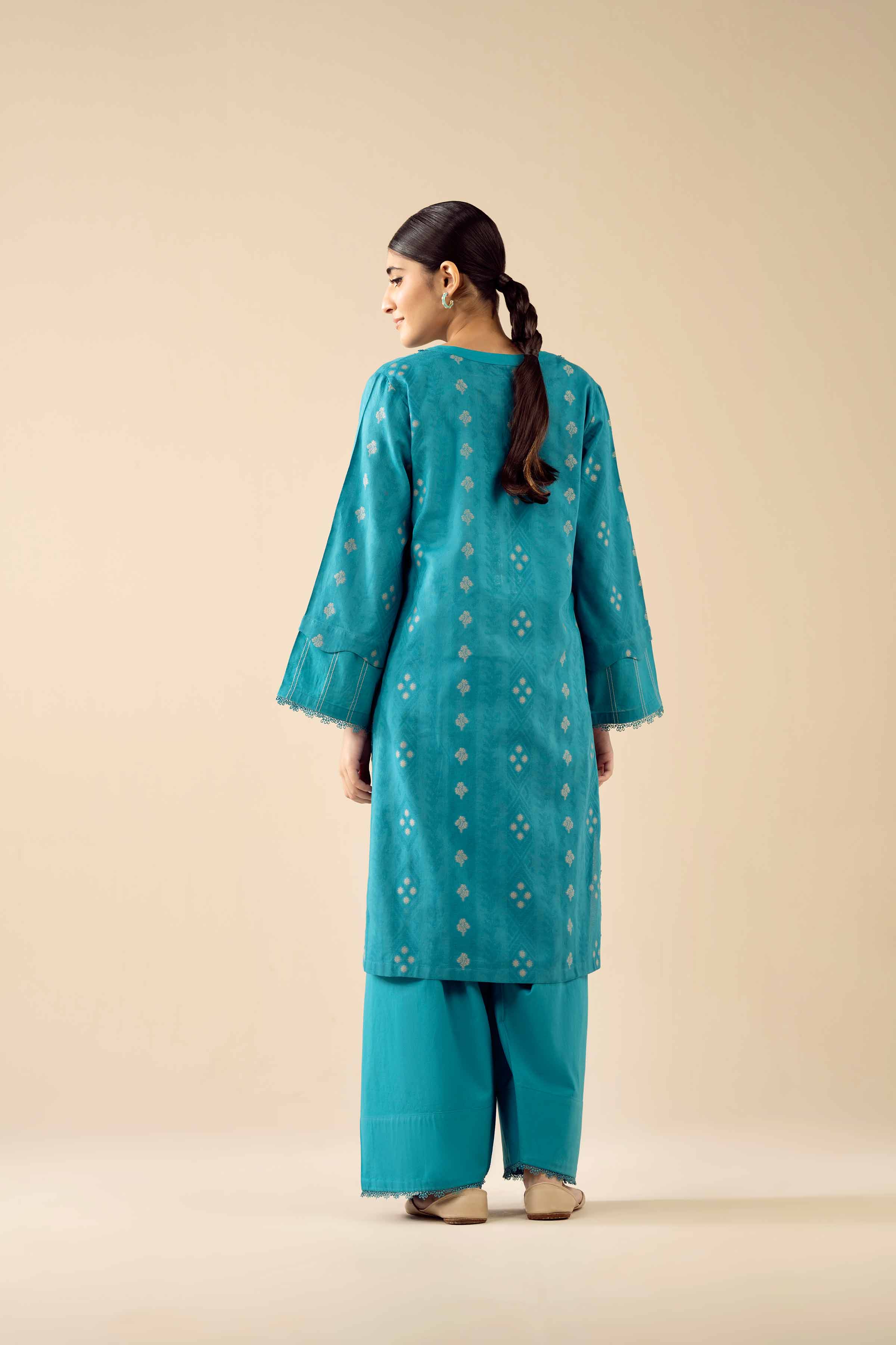 2 Piece - Printed Suit - PW25-375 READY TO WEAR Blue Jacquard 2 Pieces Printed