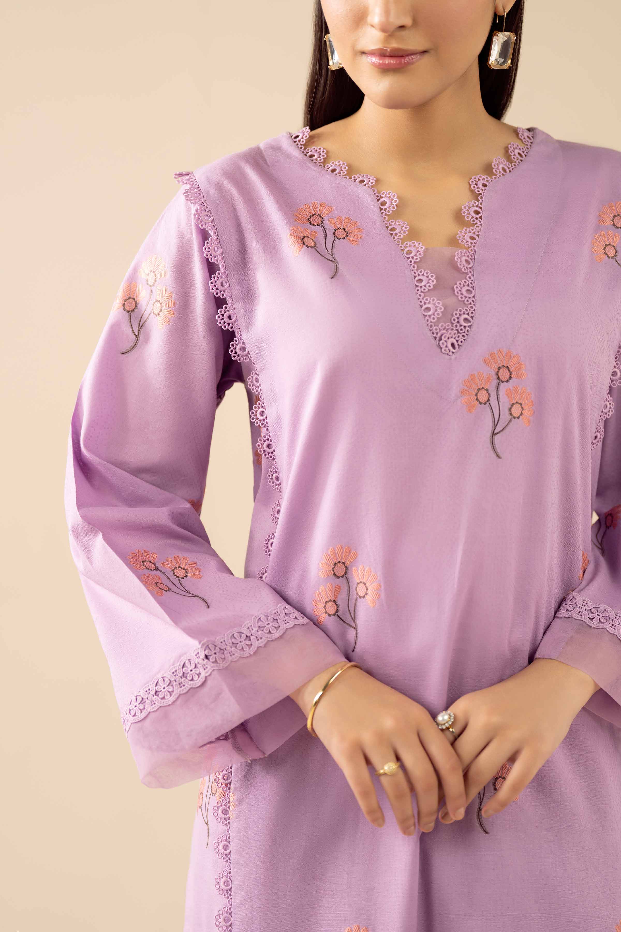 2 Piece - Basic Suit - PW25-376 READY TO WEAR Purple Jacquard 2 Pieces Solids