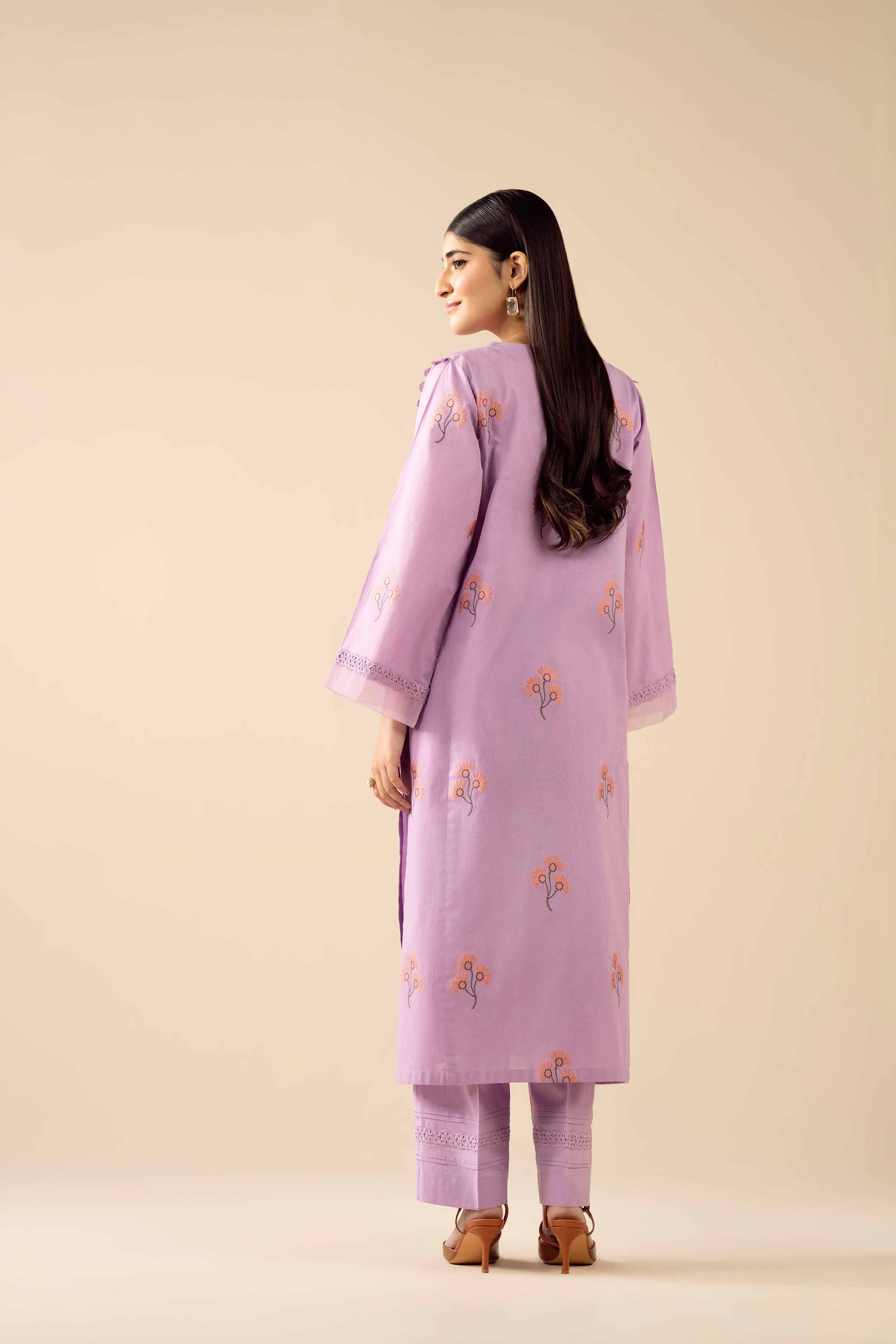 2 Piece - Basic Suit - PW25-376 READY TO WEAR Purple Jacquard 2 Pieces Solids