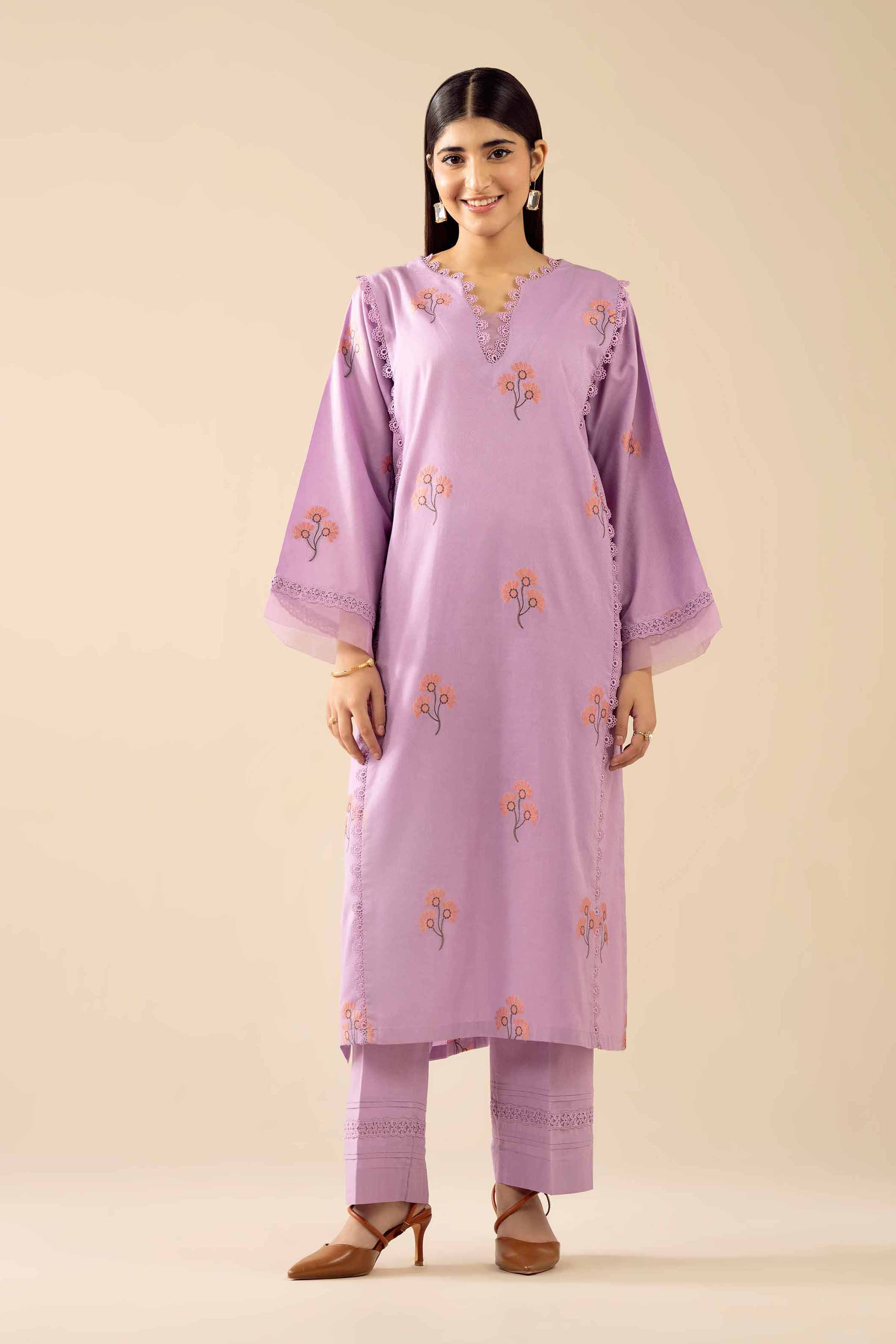 2 Piece - Basic Suit - PW25-376 READY TO WEAR Purple Jacquard 2 Pieces Solids