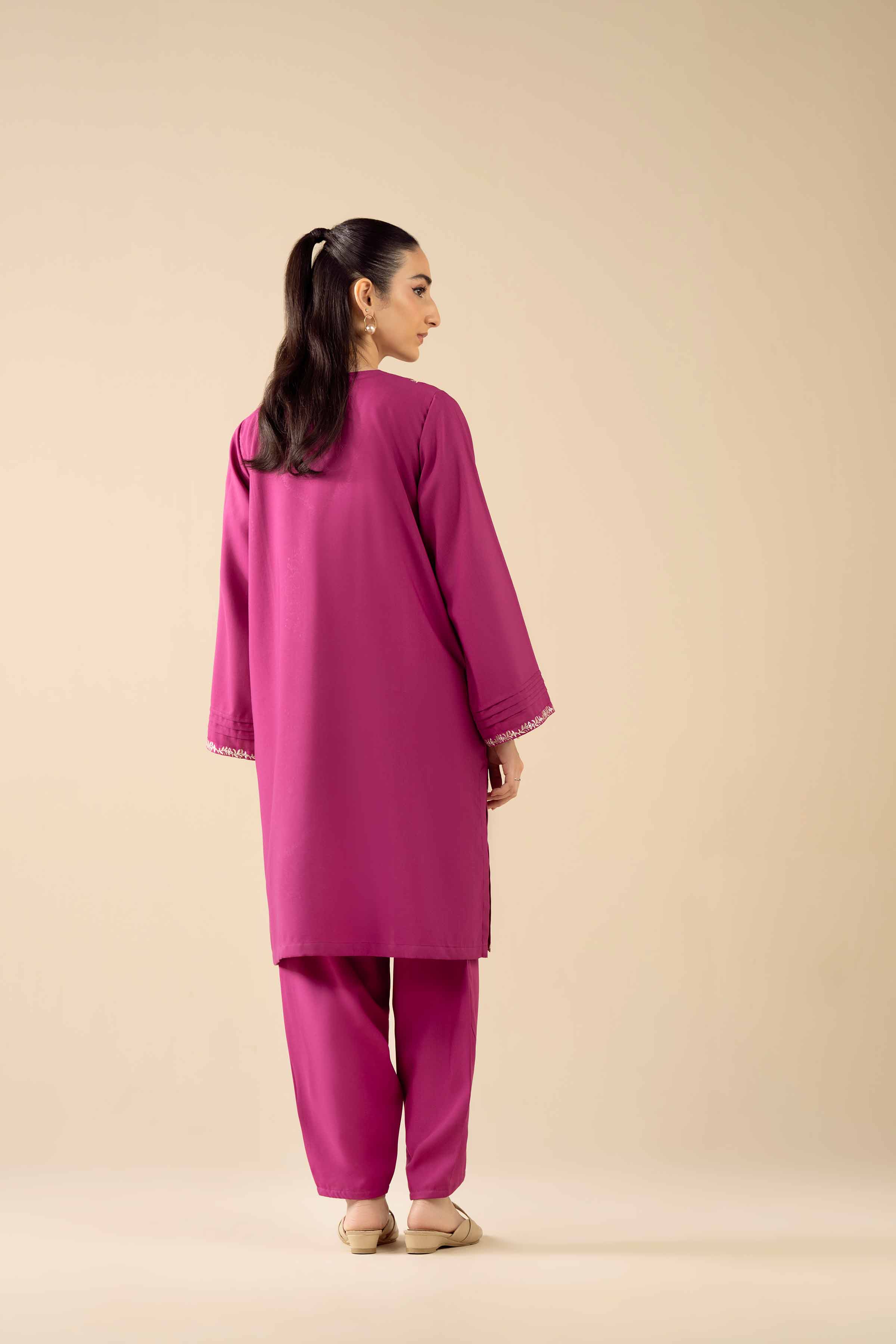 2 Piece - Embroidered Suit - PW25-379 READY TO WEAR Pink PV 2PC Embroidered
