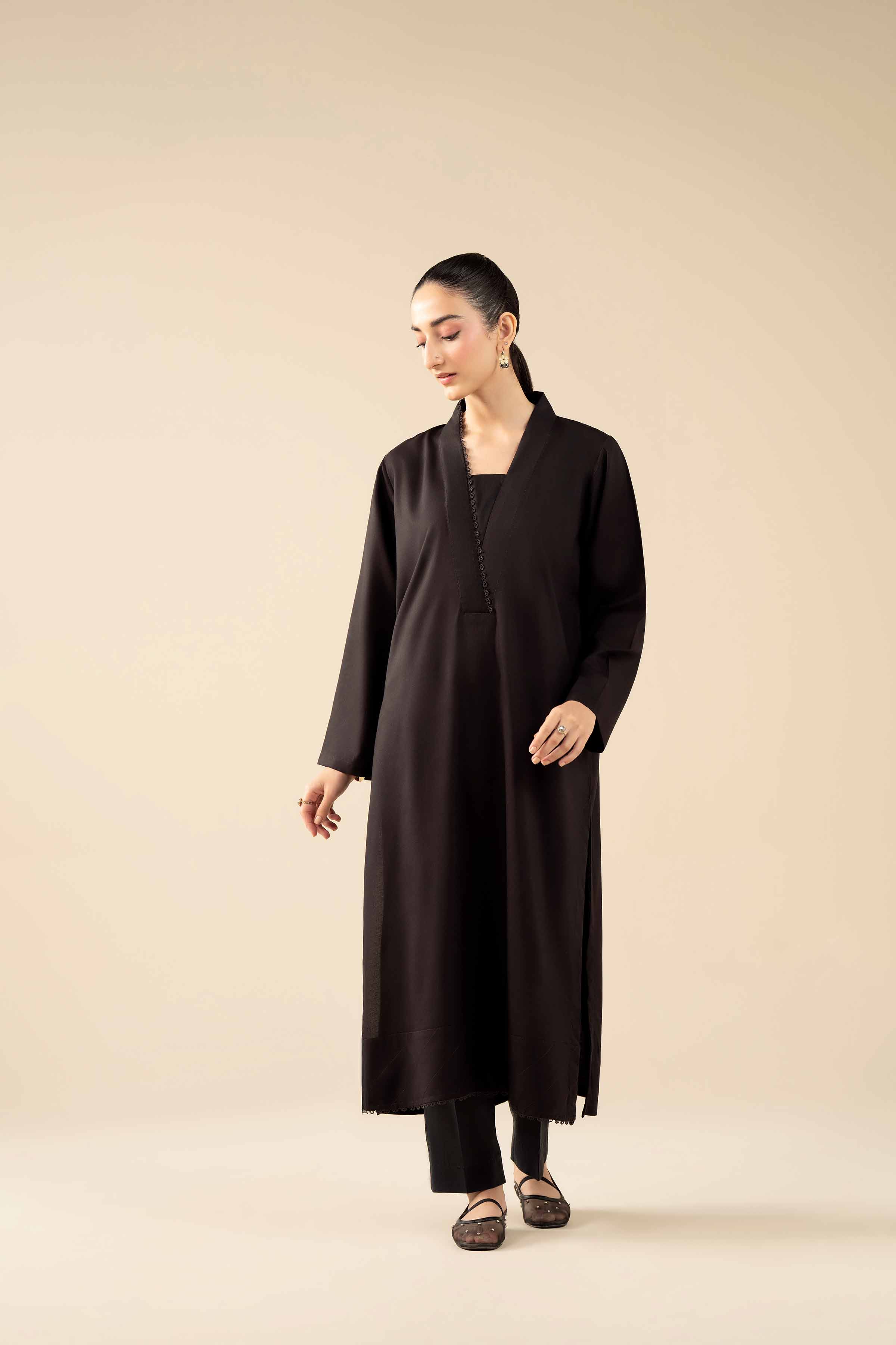 2 Piece - Basic Suit - PW25-383 READY TO WEAR Black Linen 2PC Solids