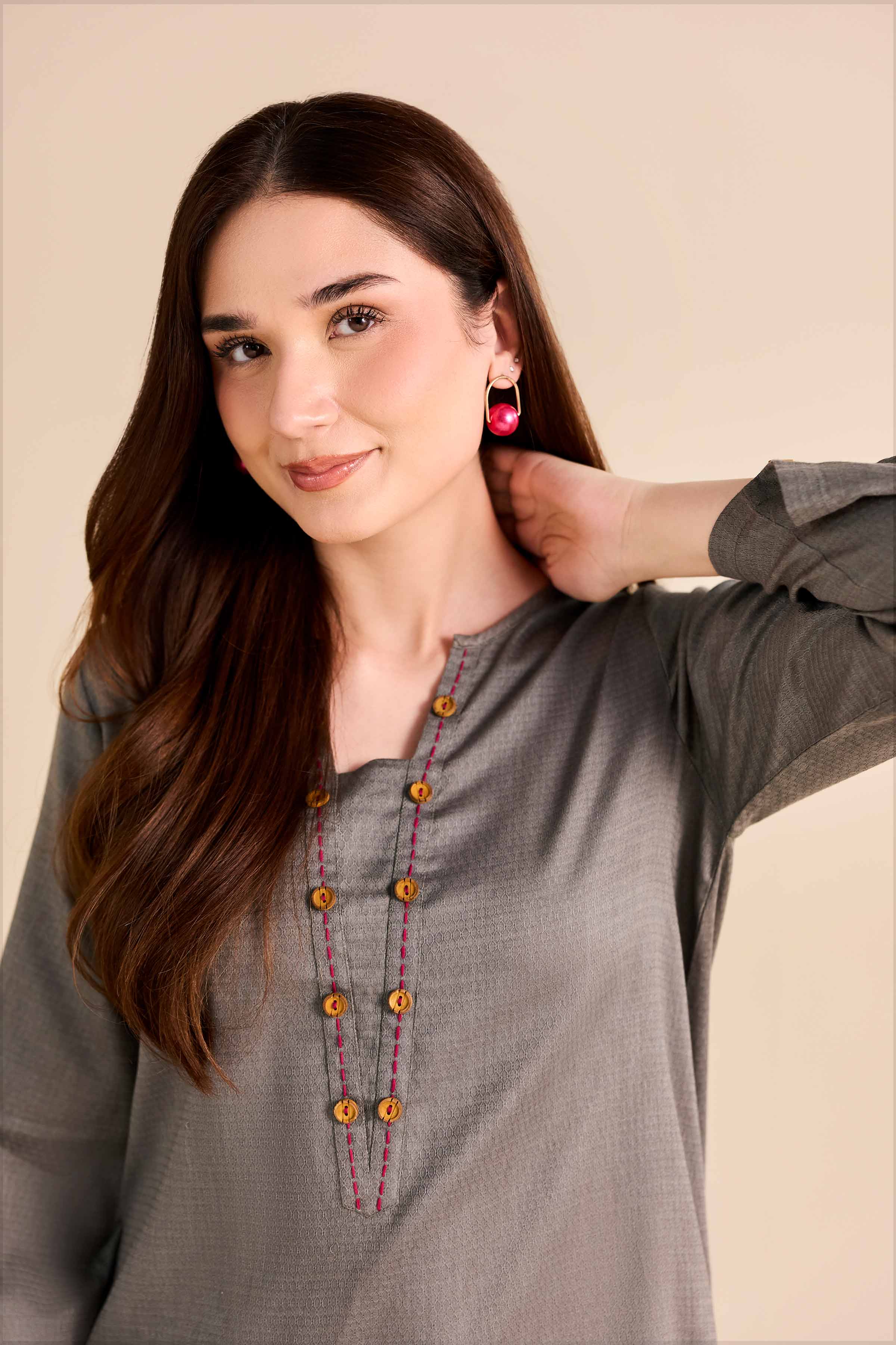 2 Piece - Basic Suit - PW25-384 READY TO WEAR Grey Dobby 2PC Solids