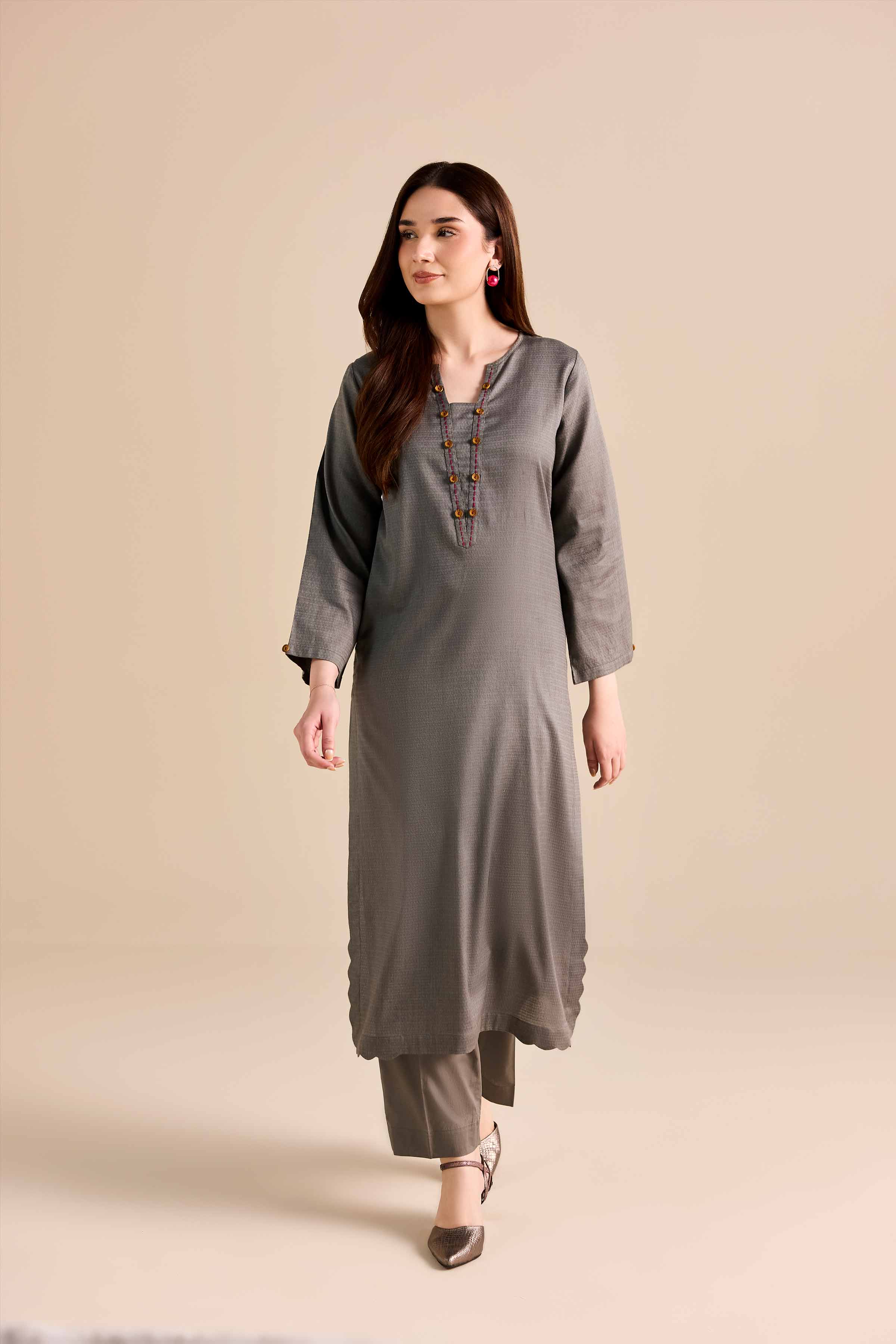 2 Piece - Basic Suit - PW25-384 READY TO WEAR Grey Dobby 2PC Solids