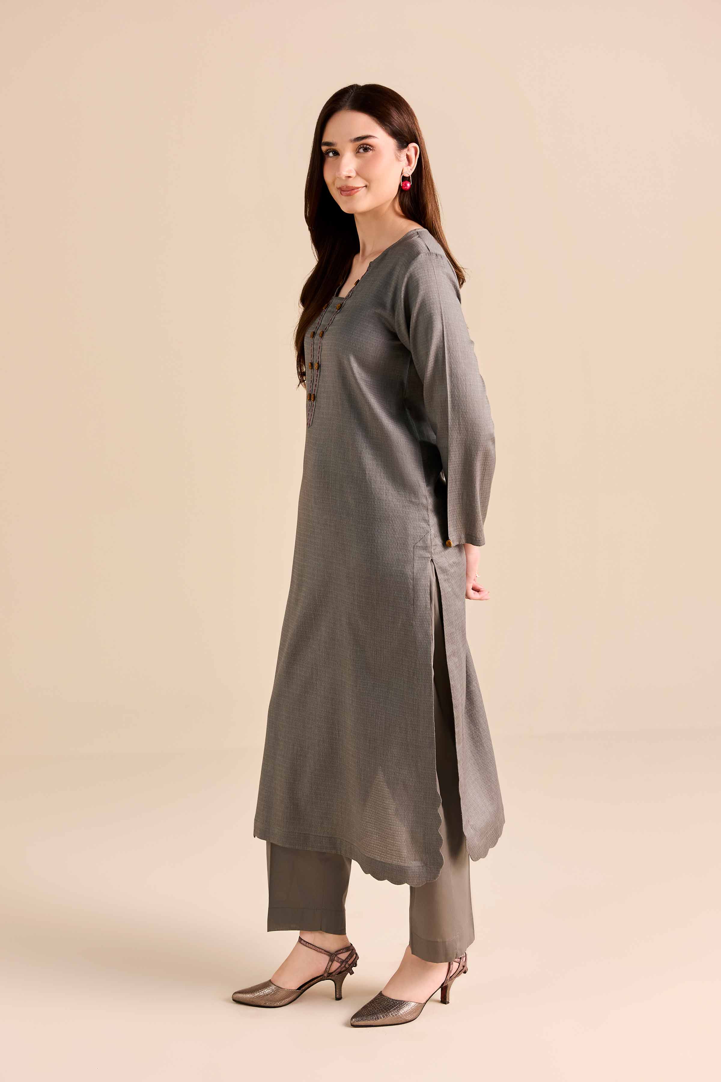 2 Piece - Basic Suit - PW25-384 READY TO WEAR Grey Dobby 2PC Solids