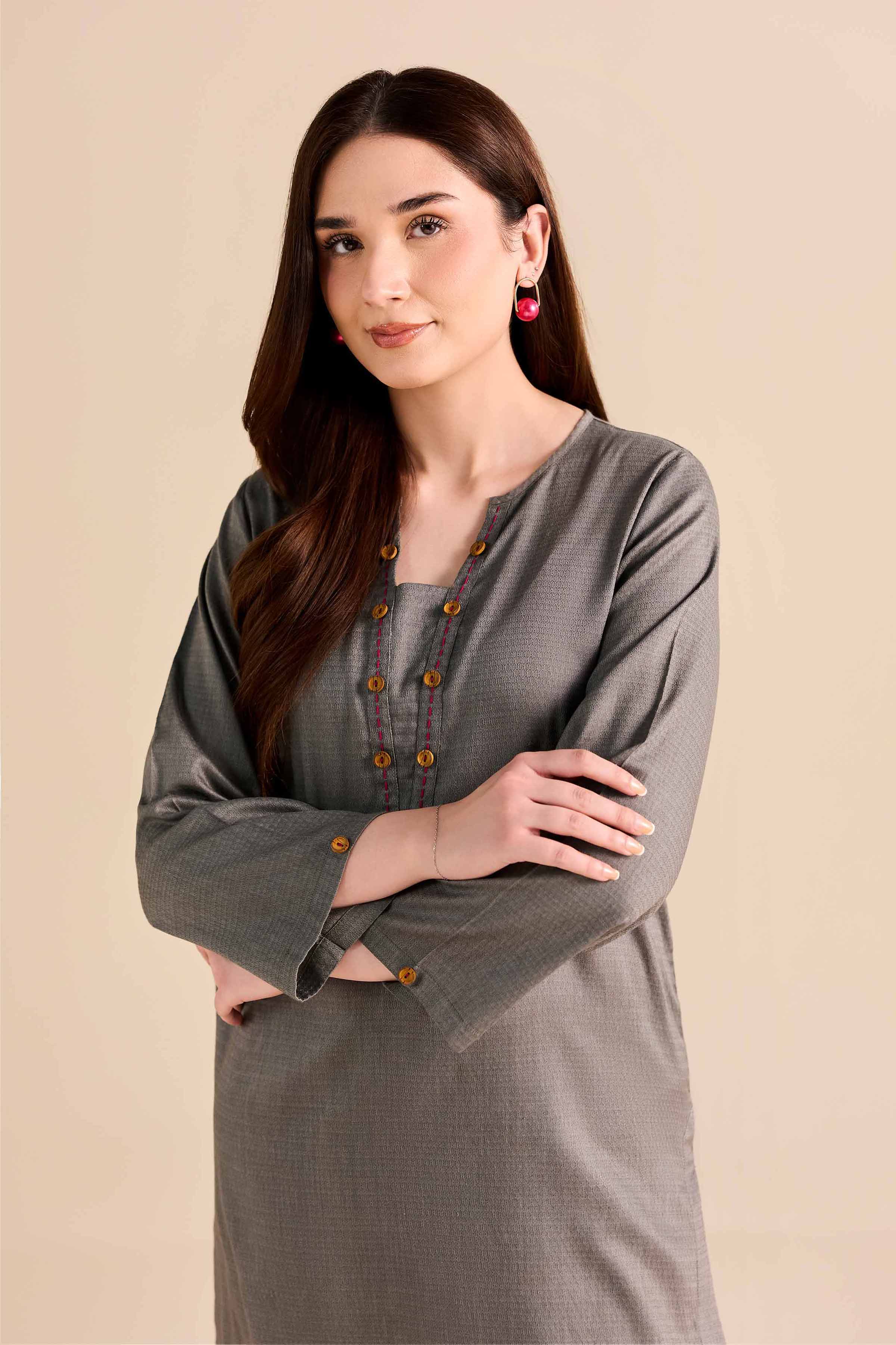 2 Piece - Basic Suit - PW25-384 READY TO WEAR Grey Dobby 2PC Solids