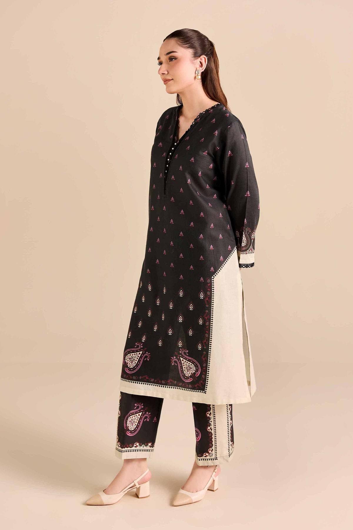 2 Piece - Printed Suit - PW25-385 Black Cambric 2PC Printed Nishat Australia