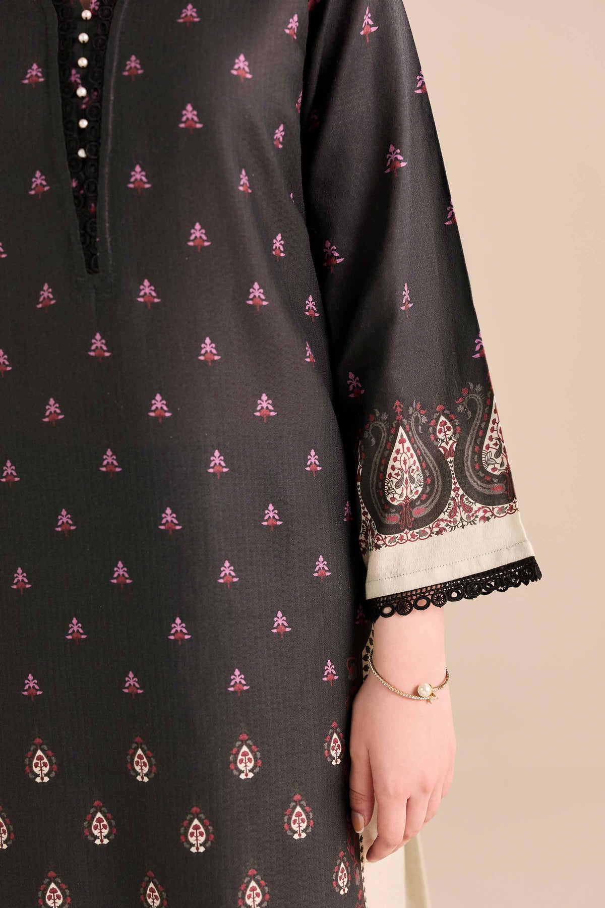 2 Piece - Printed Suit - PW25-385 Black Cambric 2PC Printed Nishat Australia