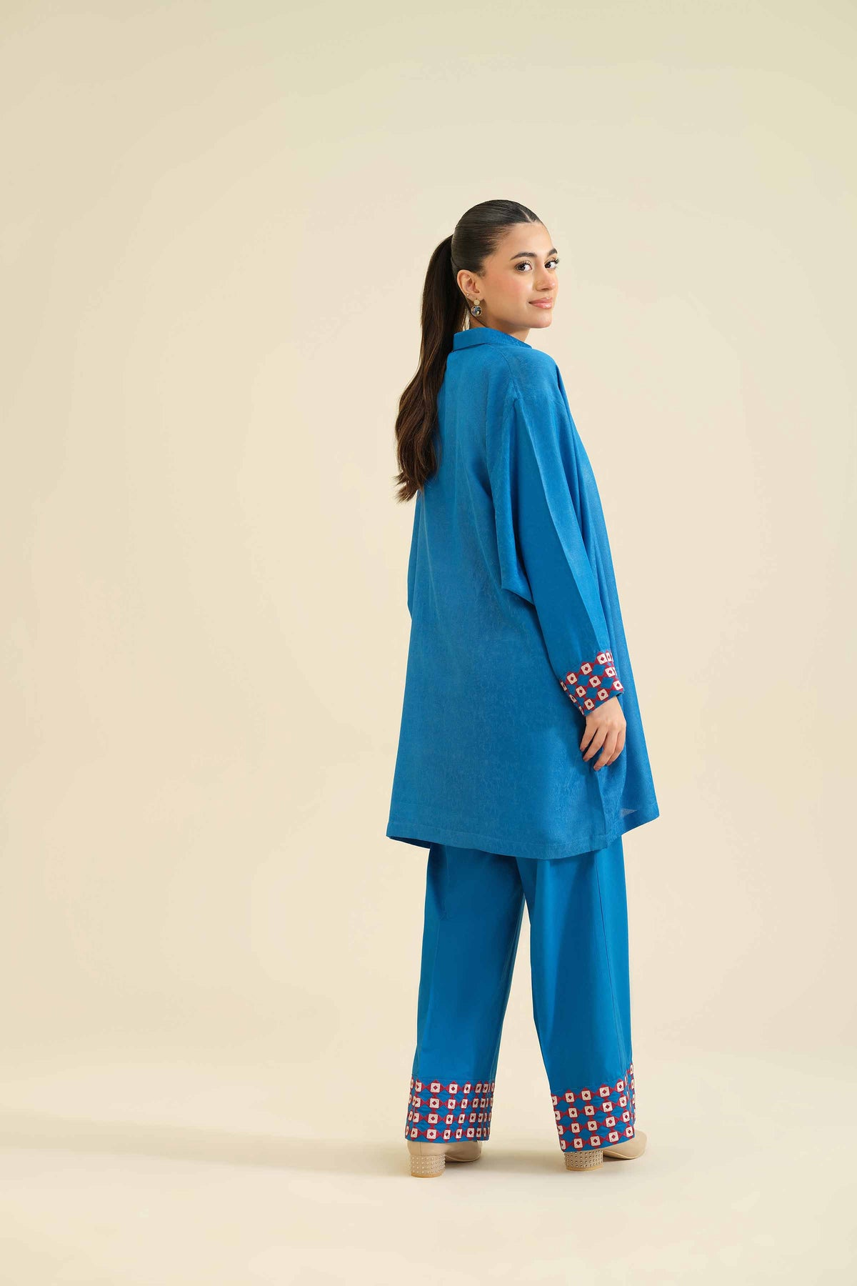2 Piece - Embroidered Suit - PW25-39 Blue Jacquard 2PC Embroidered Nishat Australia