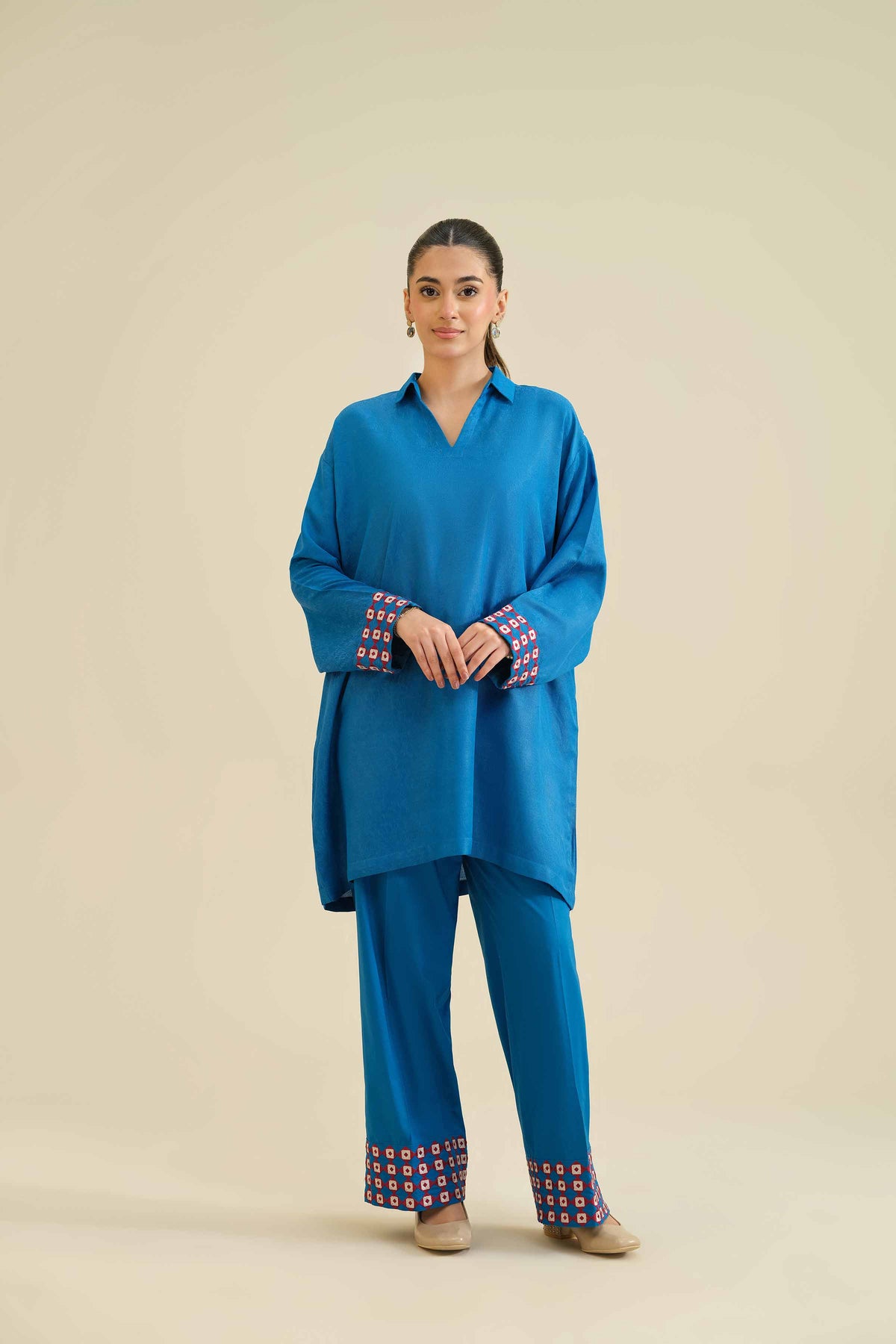 2 Piece - Embroidered Suit - PW25-39 Blue Jacquard 2PC Embroidered Nishat Australia