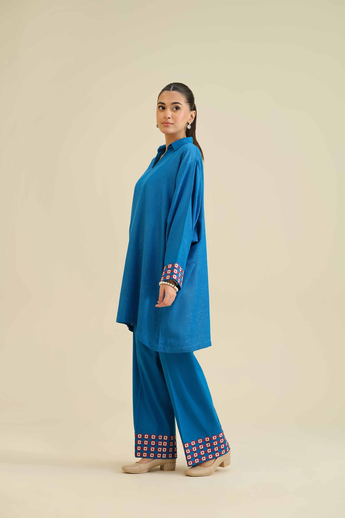 2 Piece - Embroidered Suit - PW25-39 Blue Jacquard 2PC Embroidered Nishat Australia