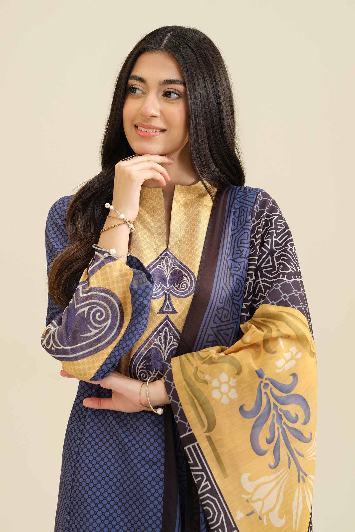 3 Piece - Printed Embroidered Suit - PW25-408 Blue Lawn 3PC Embroidered Nishat Australia