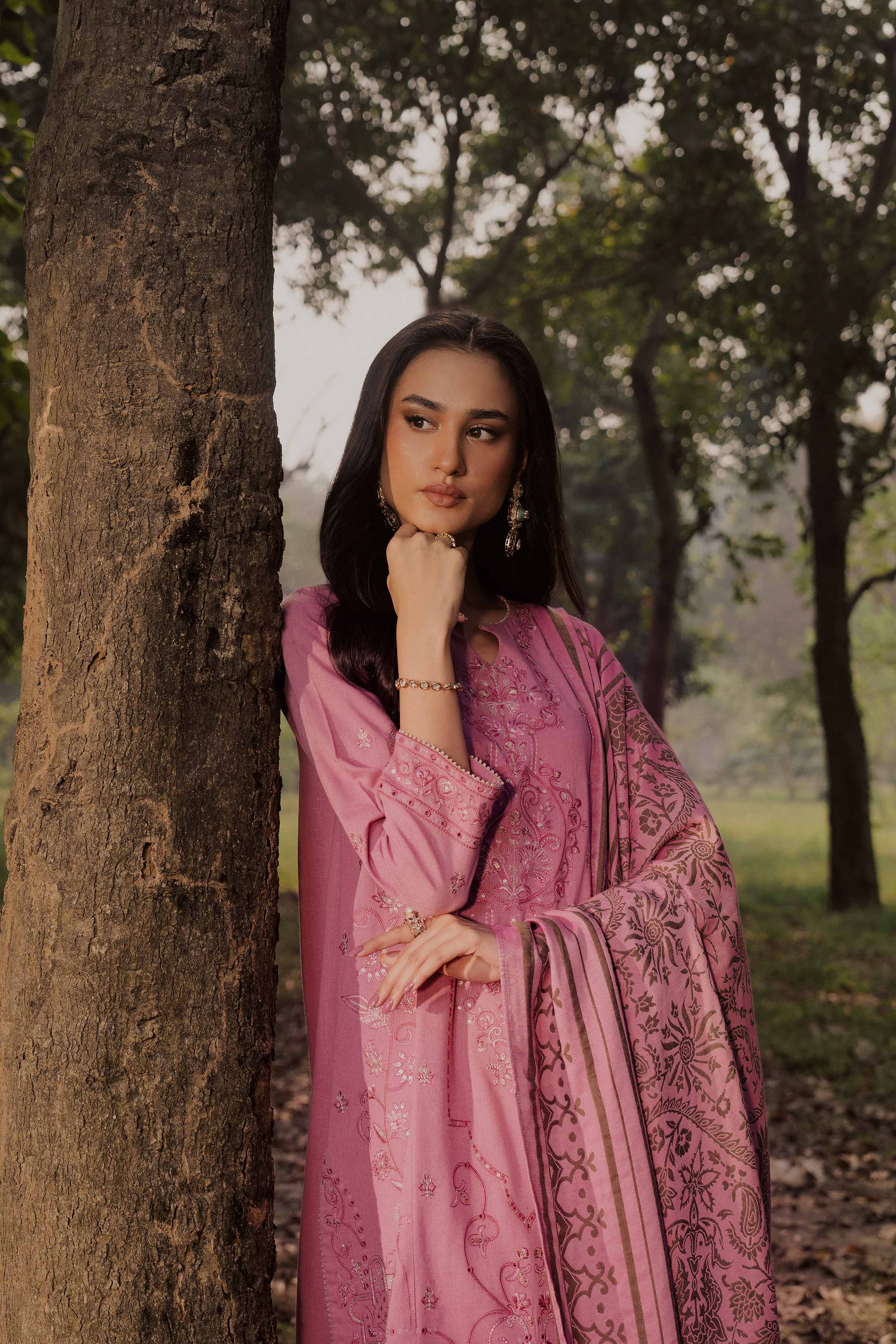 3 Piece - Embroidered Suit - PW25-436 READY TO WEAR Pink Karandi 3PC Embroidered