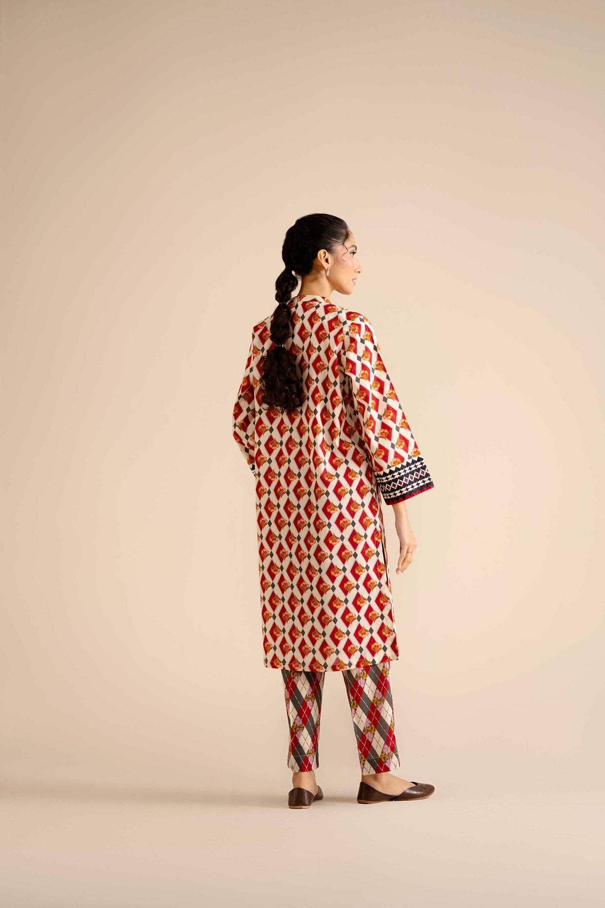2 Piece - Printed Suit - PW25-45 Red Cambric 2PC Printed Nishat Australia