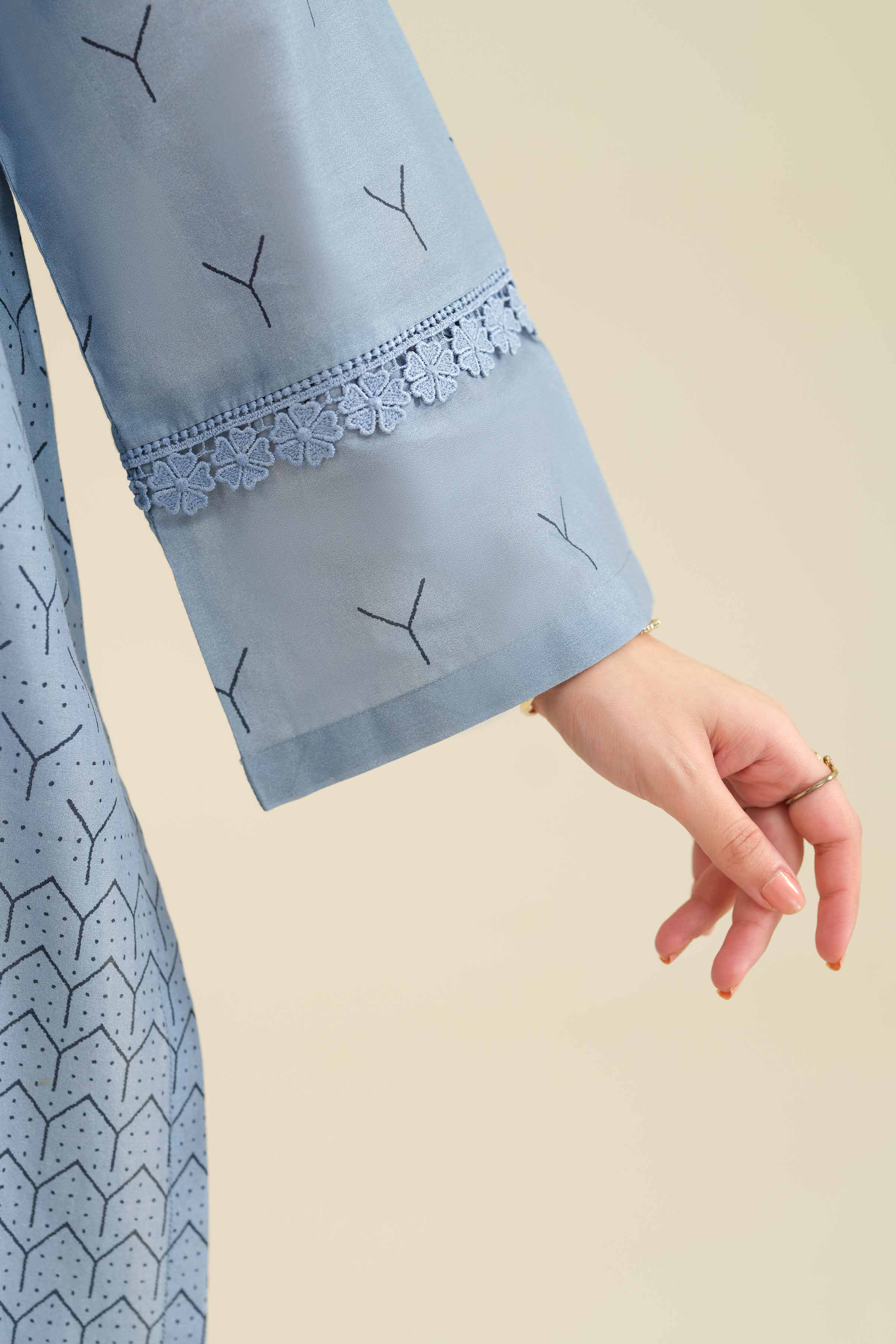 2 Piece - Printed Suit - PW25-48 READY TO WEAR Blue Cambric 2PC Printed