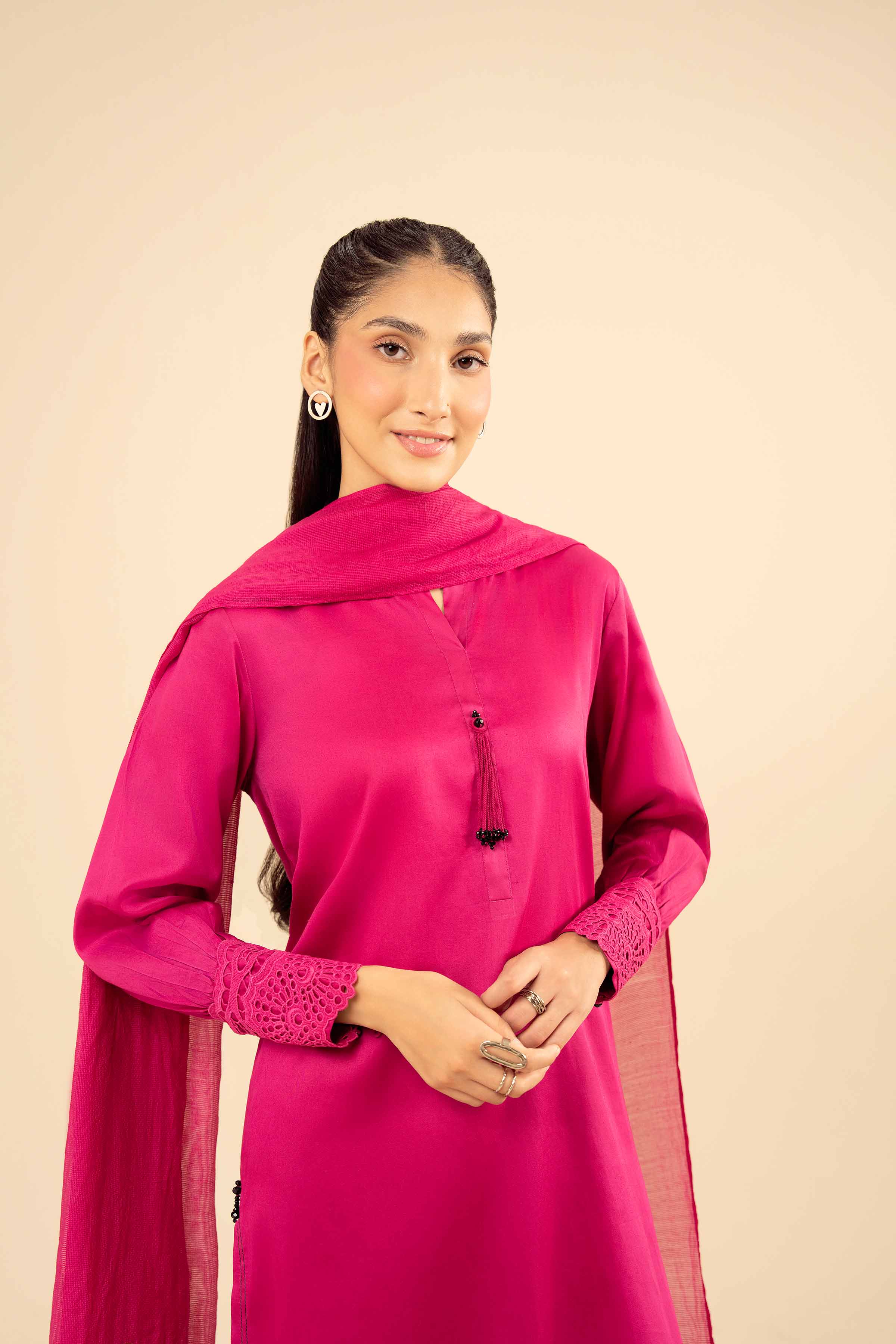 3 Piece - Basic Suit - PW25-49 READY TO WEAR Pink Sateen 3PC Solids