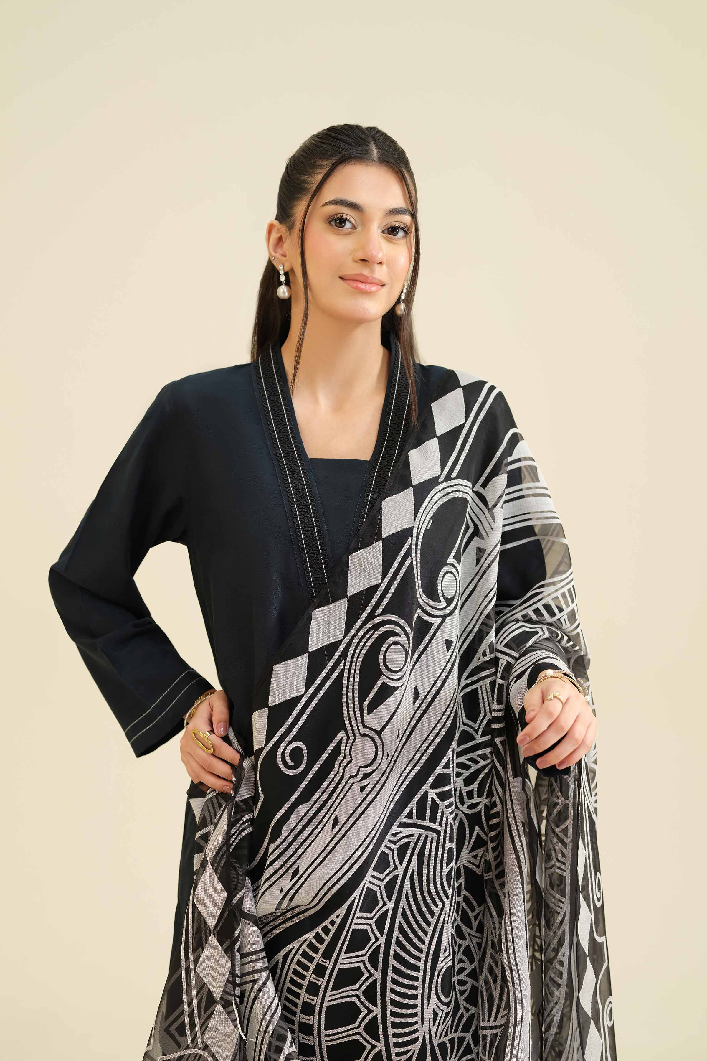 3 Piece - Basic Suit - PW25-50 READY TO WEAR Black Jacquard 3PC Solids