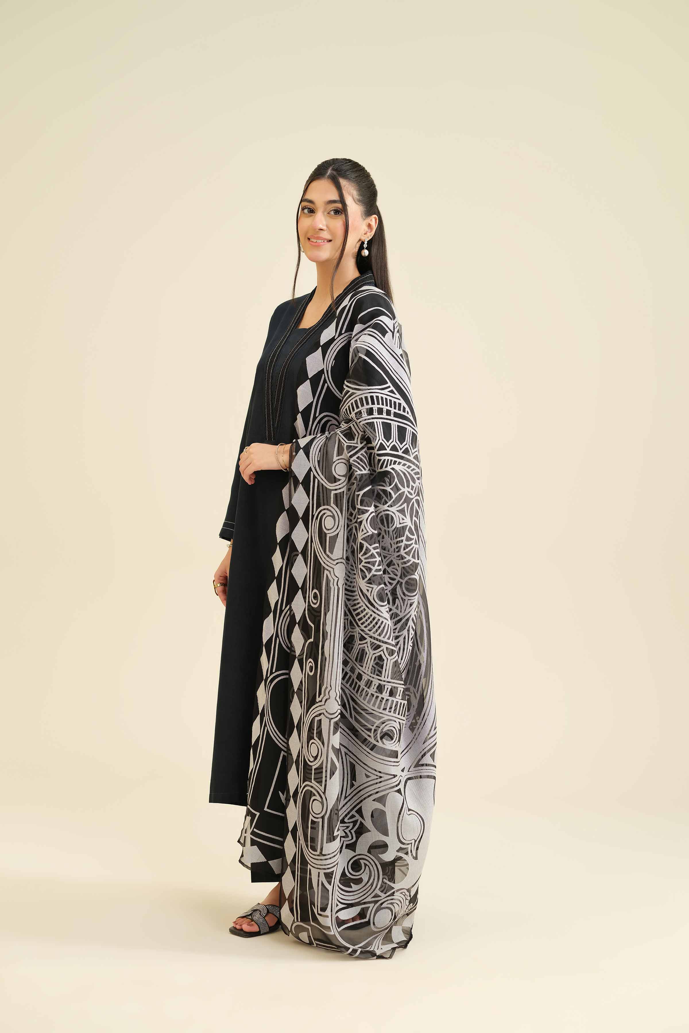 3 Piece - Basic Suit - PW25-50 READY TO WEAR Black Jacquard 3PC Solids