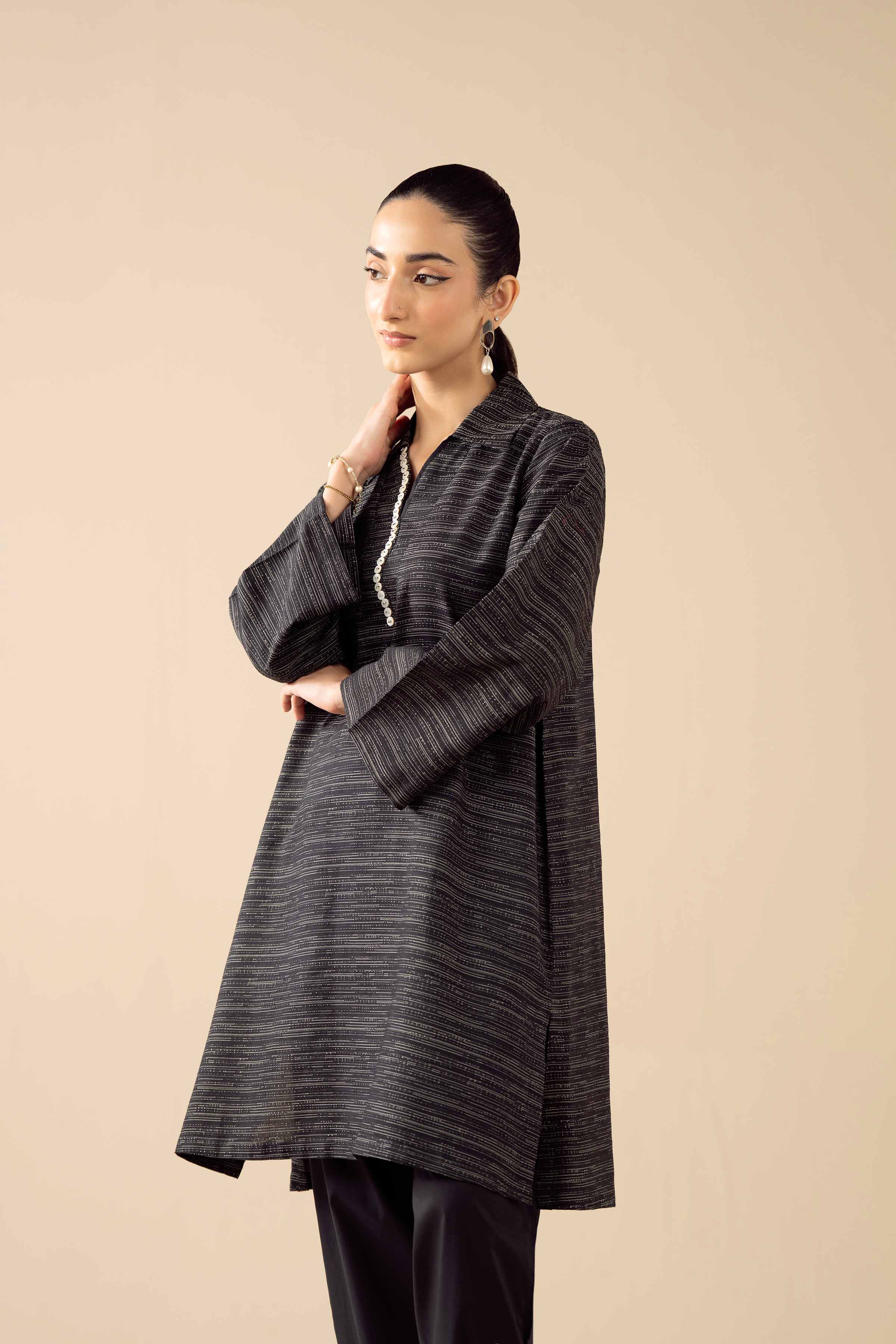 2 Piece - Basic Suit - PW25-511 READY TO WEAR Black Yarn Dyed 2 Pieces Solids