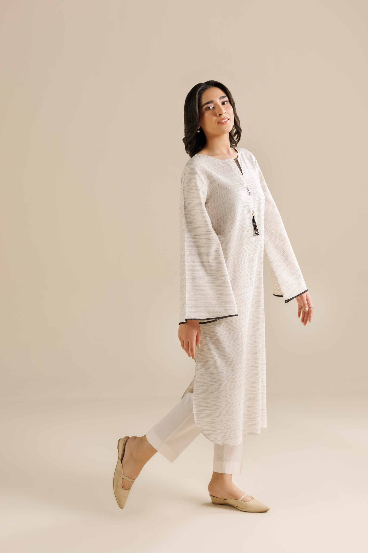 2 Piece - Basic Suit - PW25-512 White Yarn Dyed 2PC Solids Nishat Australia