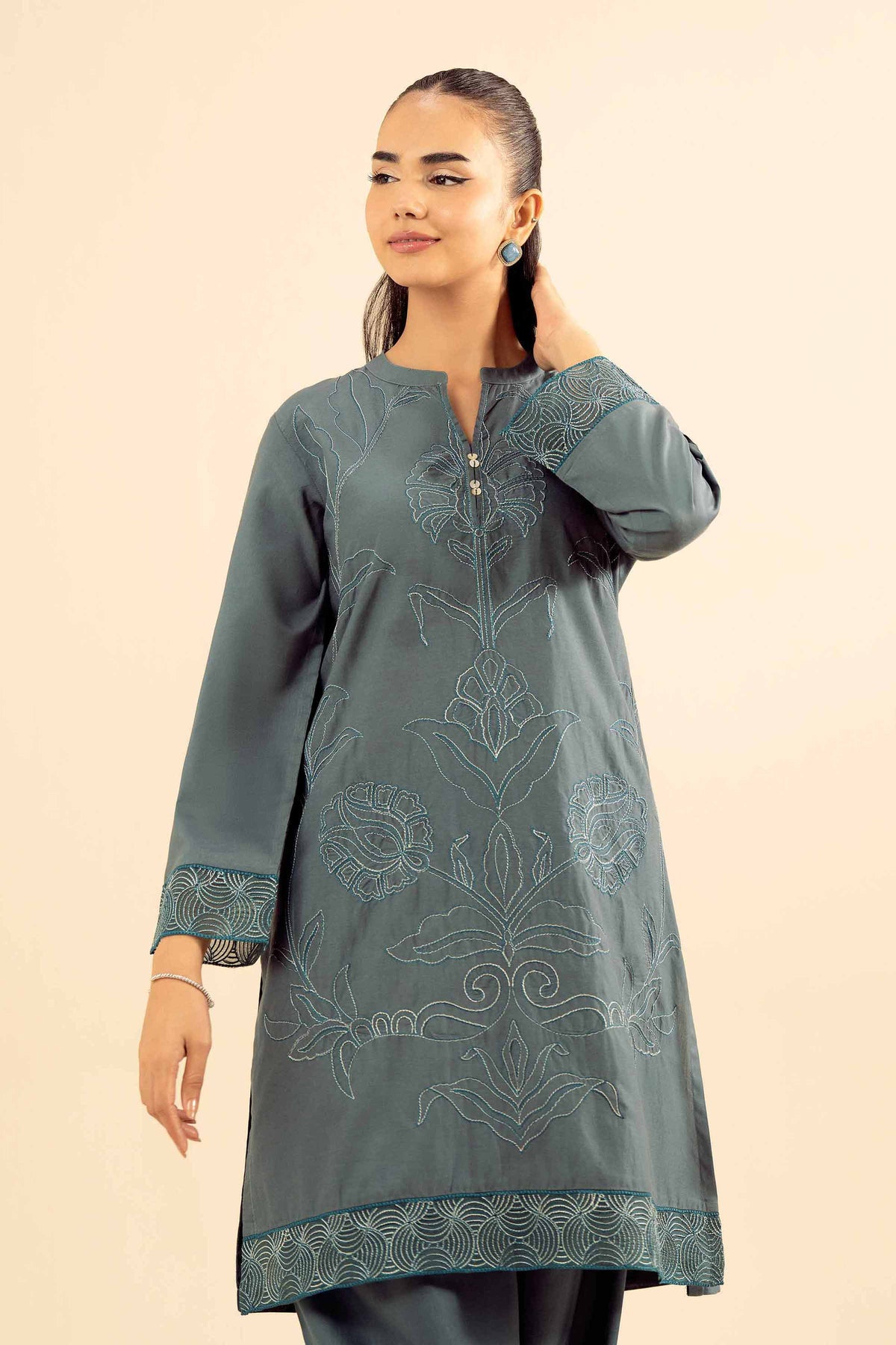 2 Piece - Embroidered Suit - PW25-55 Blue Wool 2PC Embroidered Nishat Australia