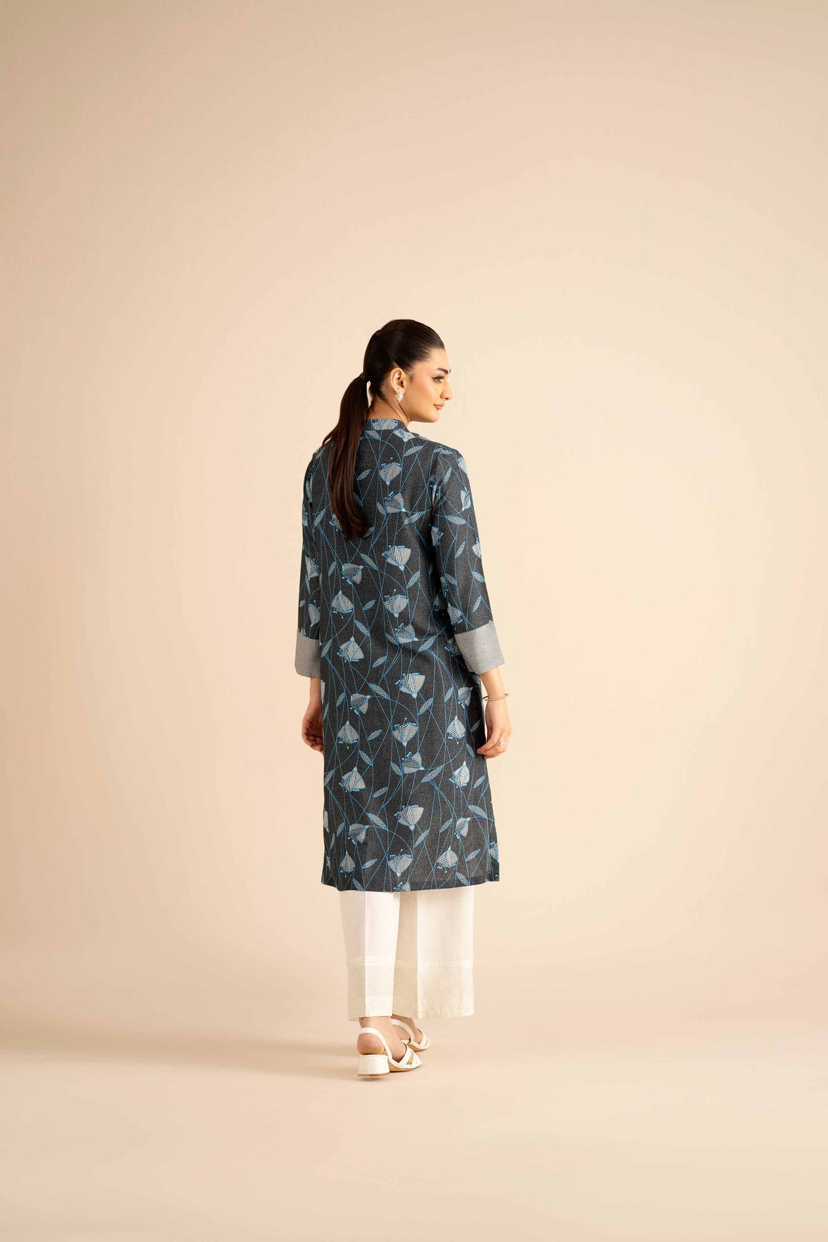 Embroidered Shirt - PW25-565 Grey Karandi 1PC Embroidered Nishat Australia